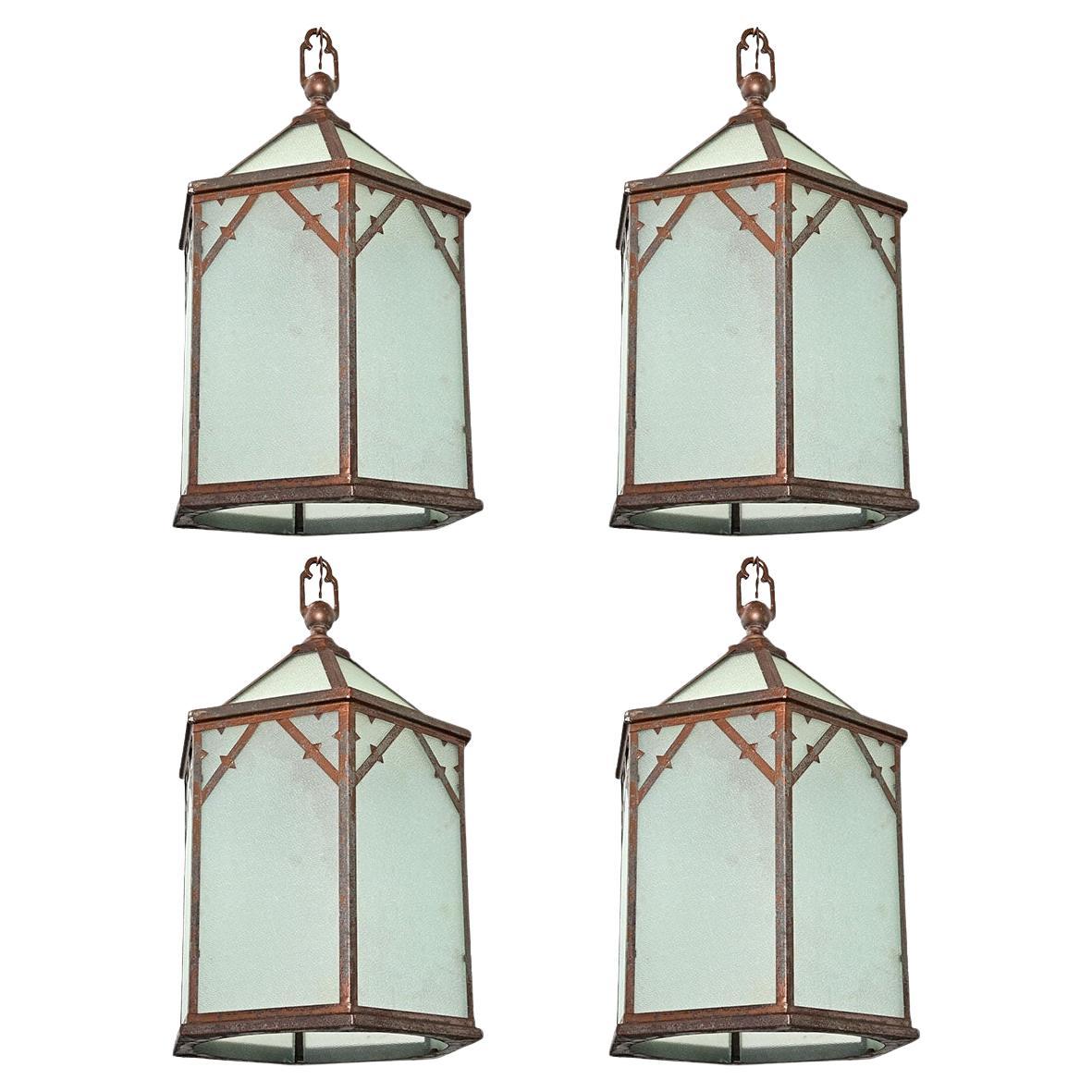 Set di quattro lanterne vintage inglesi in vendita