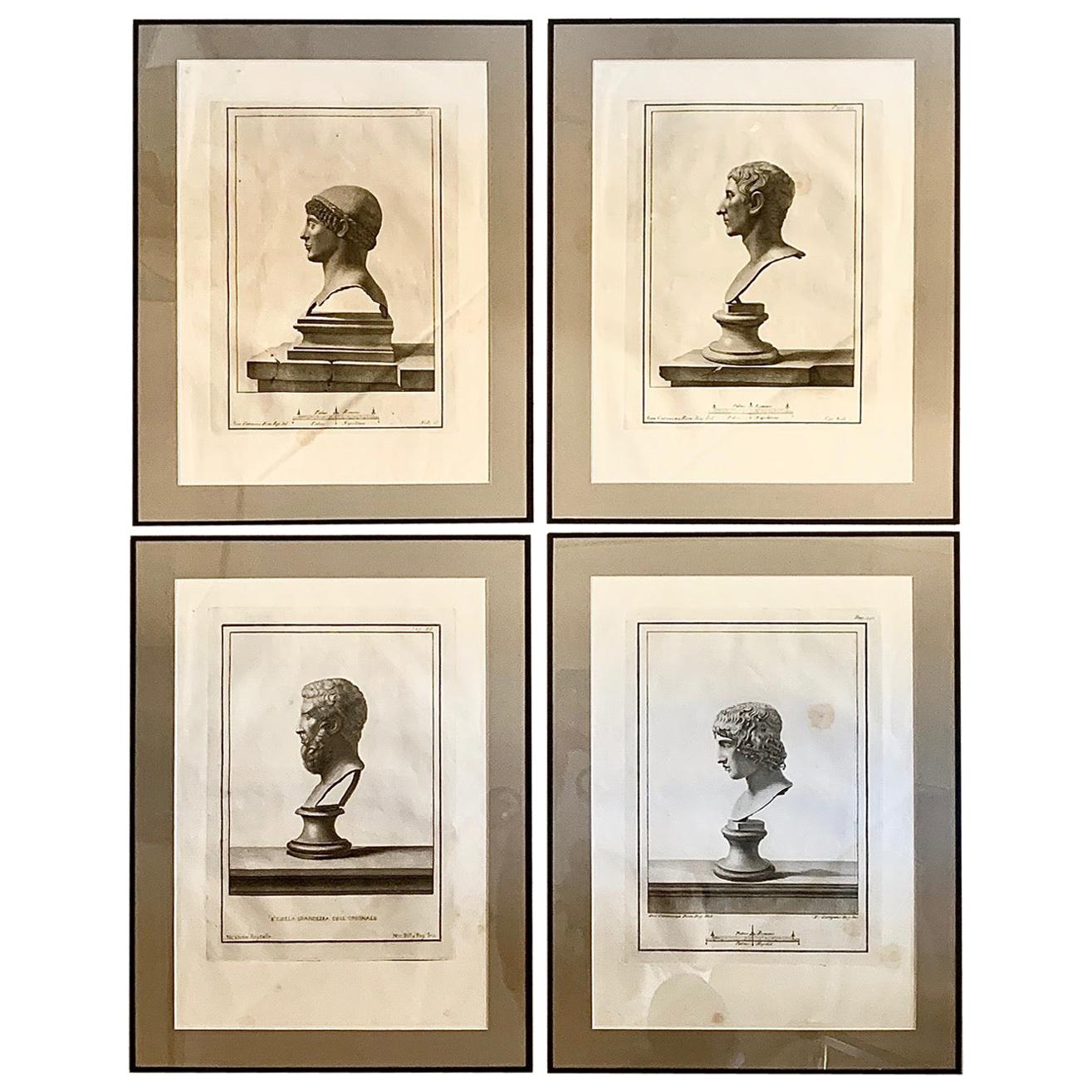 Set of Four Engravings of "Antique Bust", 18th Century