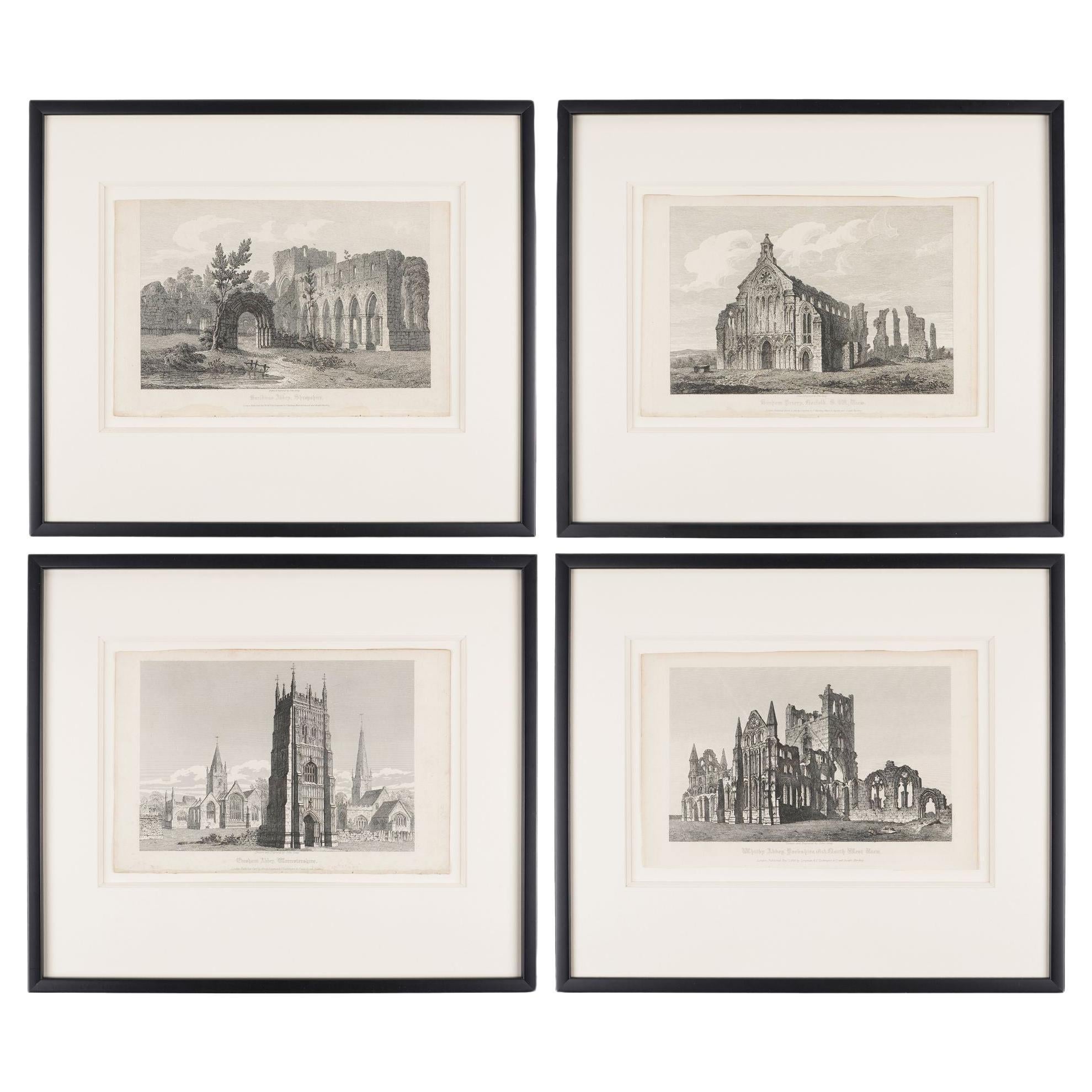 Set of four engravings of English Gothic churches by John Coney, 1819 For Sale