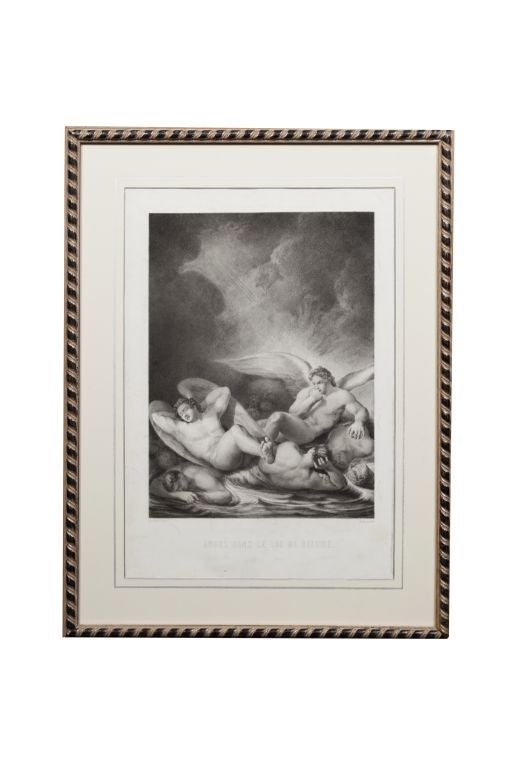 Four scenes depicting angels from Milton's Paradise lost. Professionally framed and matted in Italy. Each picture measures 16