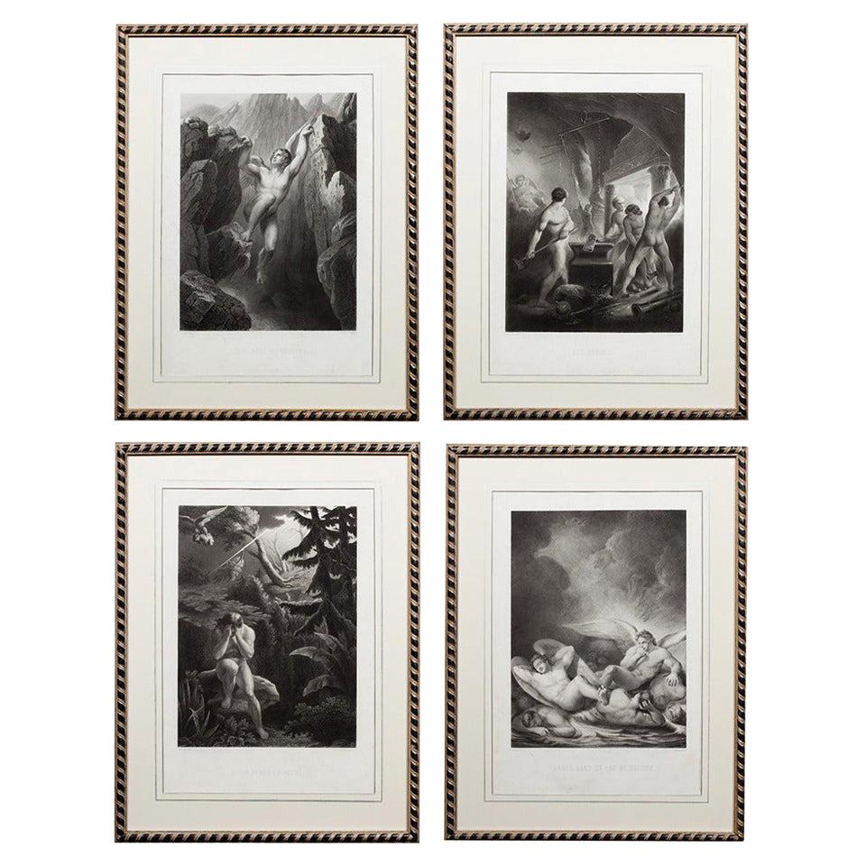 Set of Four Engravings of Milton's Lost Paradise