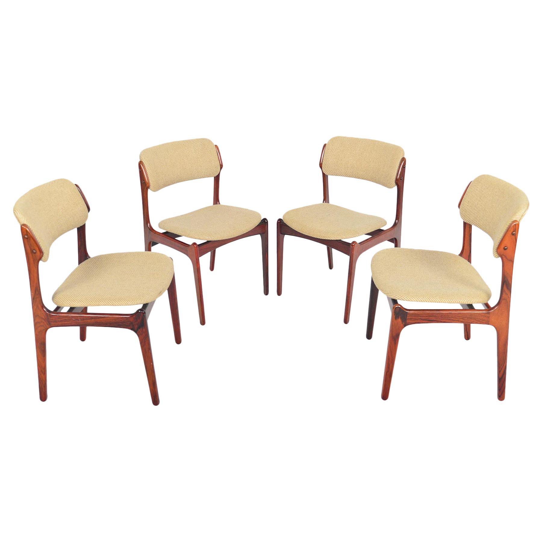 Set of Four Erik Buch Model 49 Danish Modern Dining Chairs in Rosewood