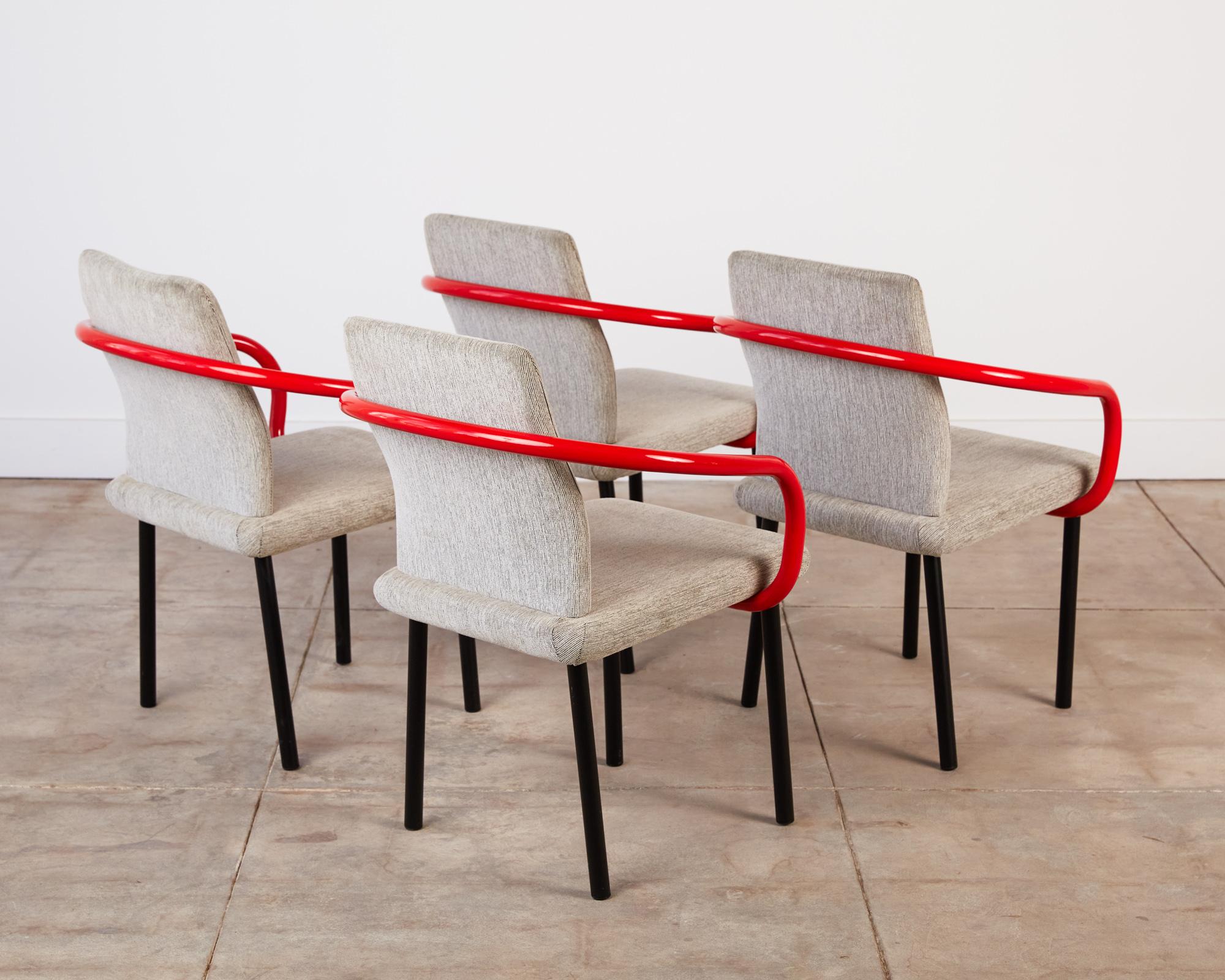 Enameled Set of Four Ettore Sottsass for Knoll Mandarin Chairs