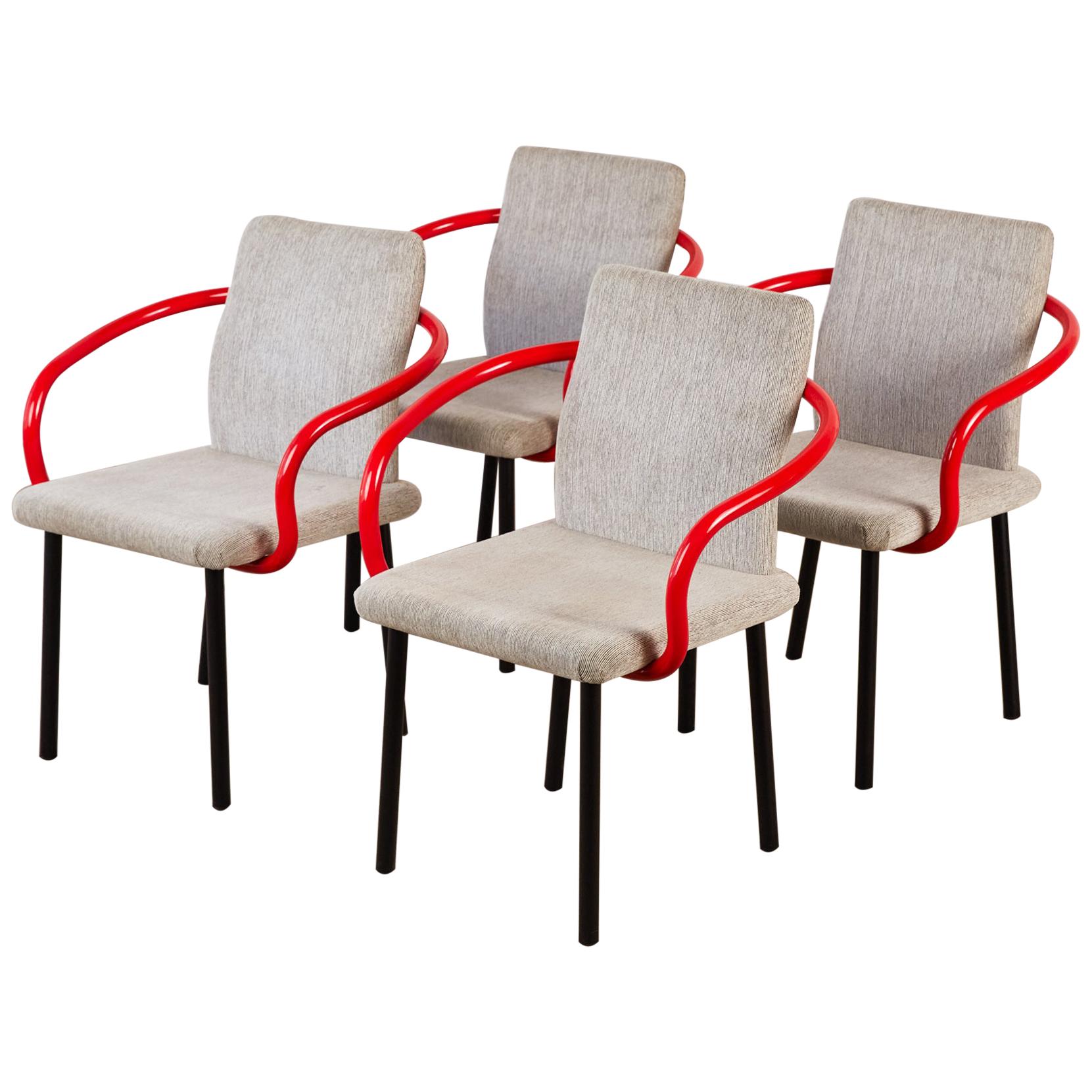 Set of Four Ettore Sottsass for Knoll Mandarin Chairs
