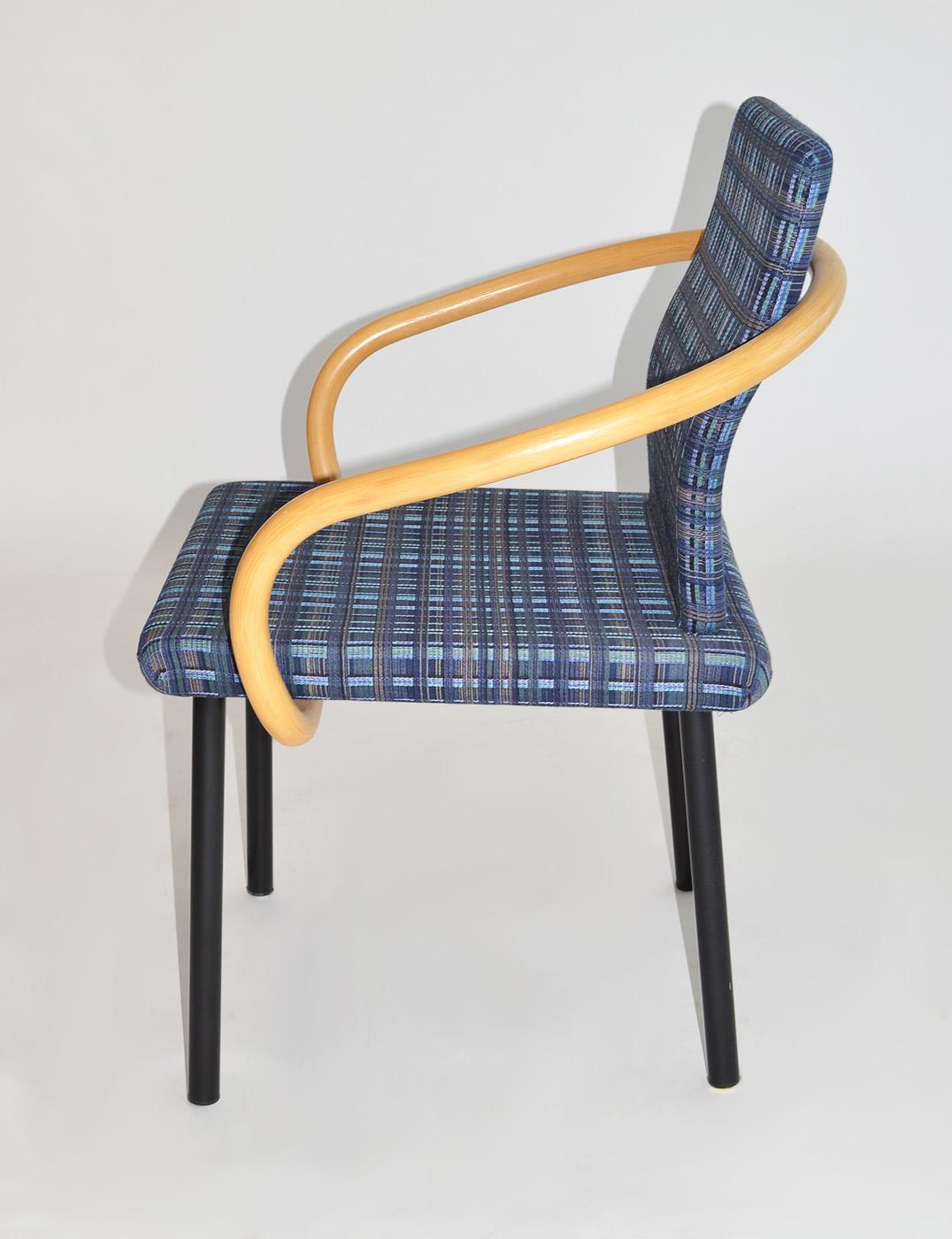 Set of Four Ettore Sottsass Mandarin Chairs for Knoll with Bamboo Arms, Memphis For Sale 3