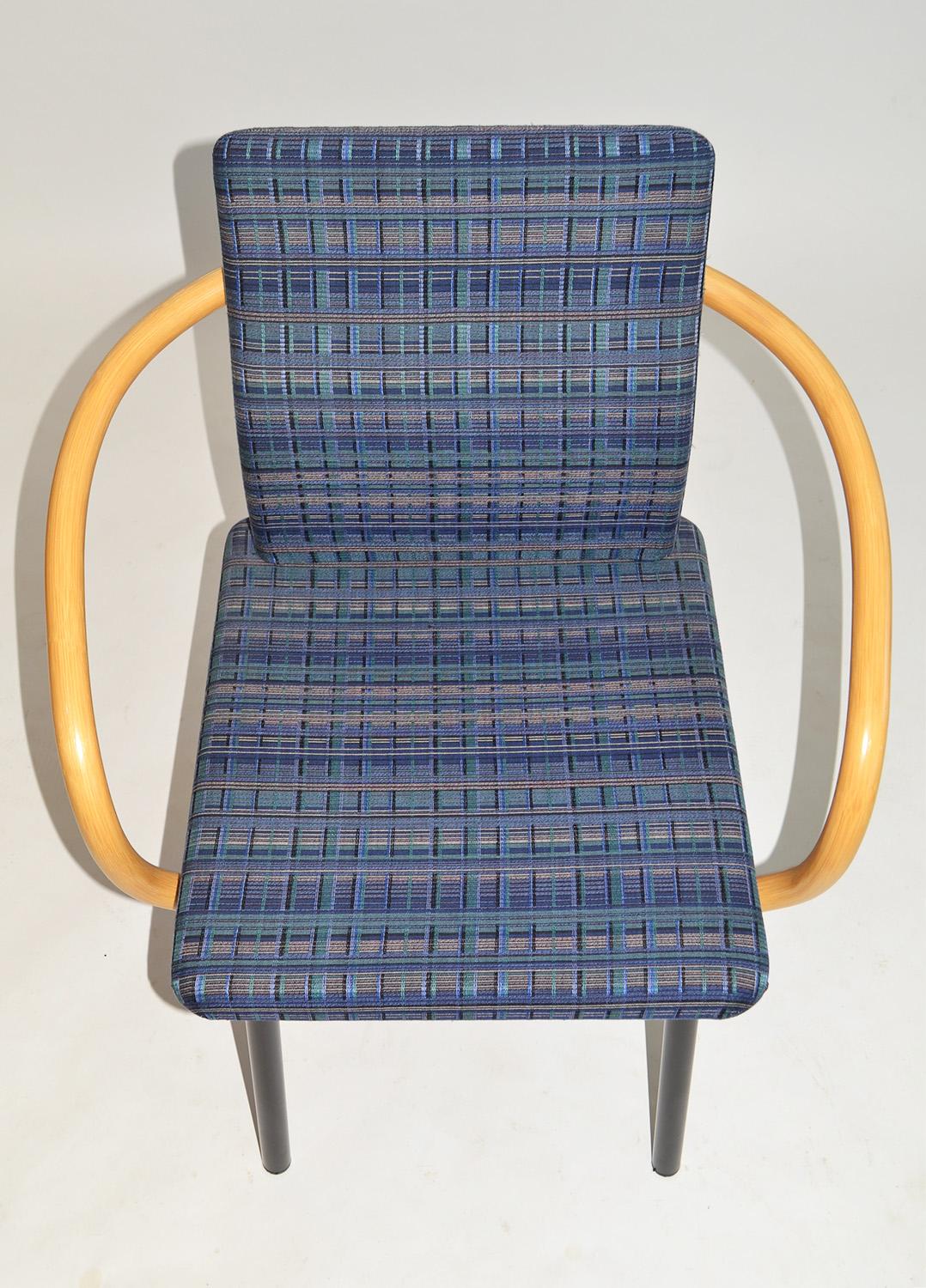 Set of Four Ettore Sottsass Mandarin Chairs for Knoll with Bamboo Arms, Memphis For Sale 4