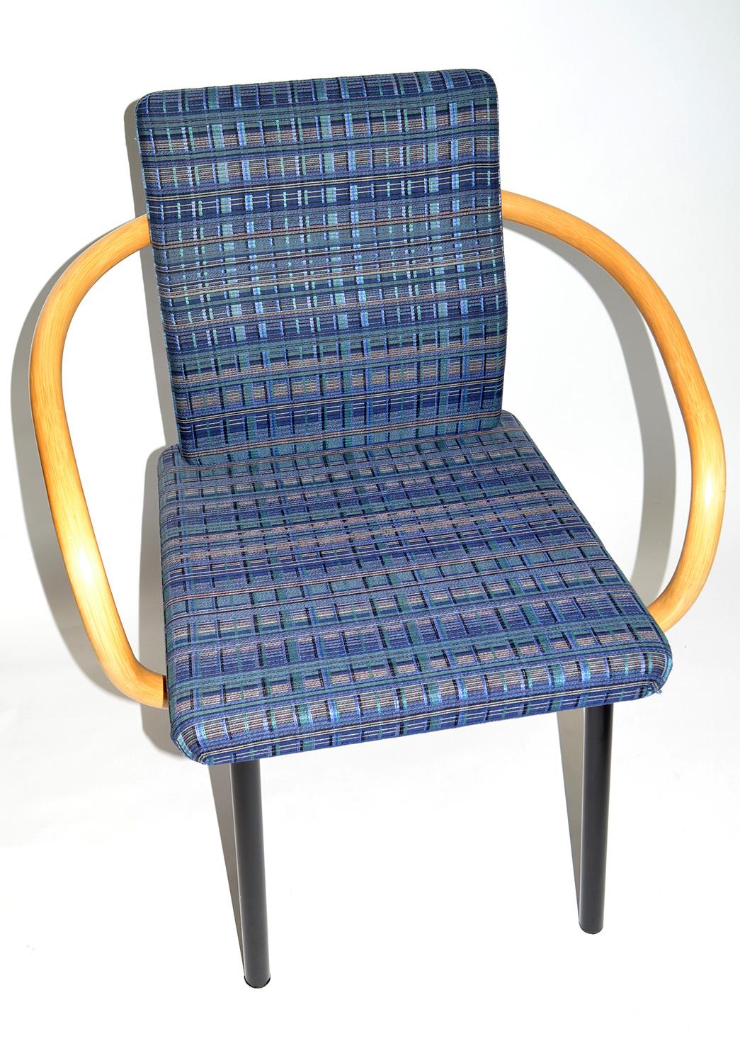 Set of Four Ettore Sottsass Mandarin Chairs for Knoll with Bamboo Arms, Memphis In Good Condition For Sale In Fort Lauderdale, FL