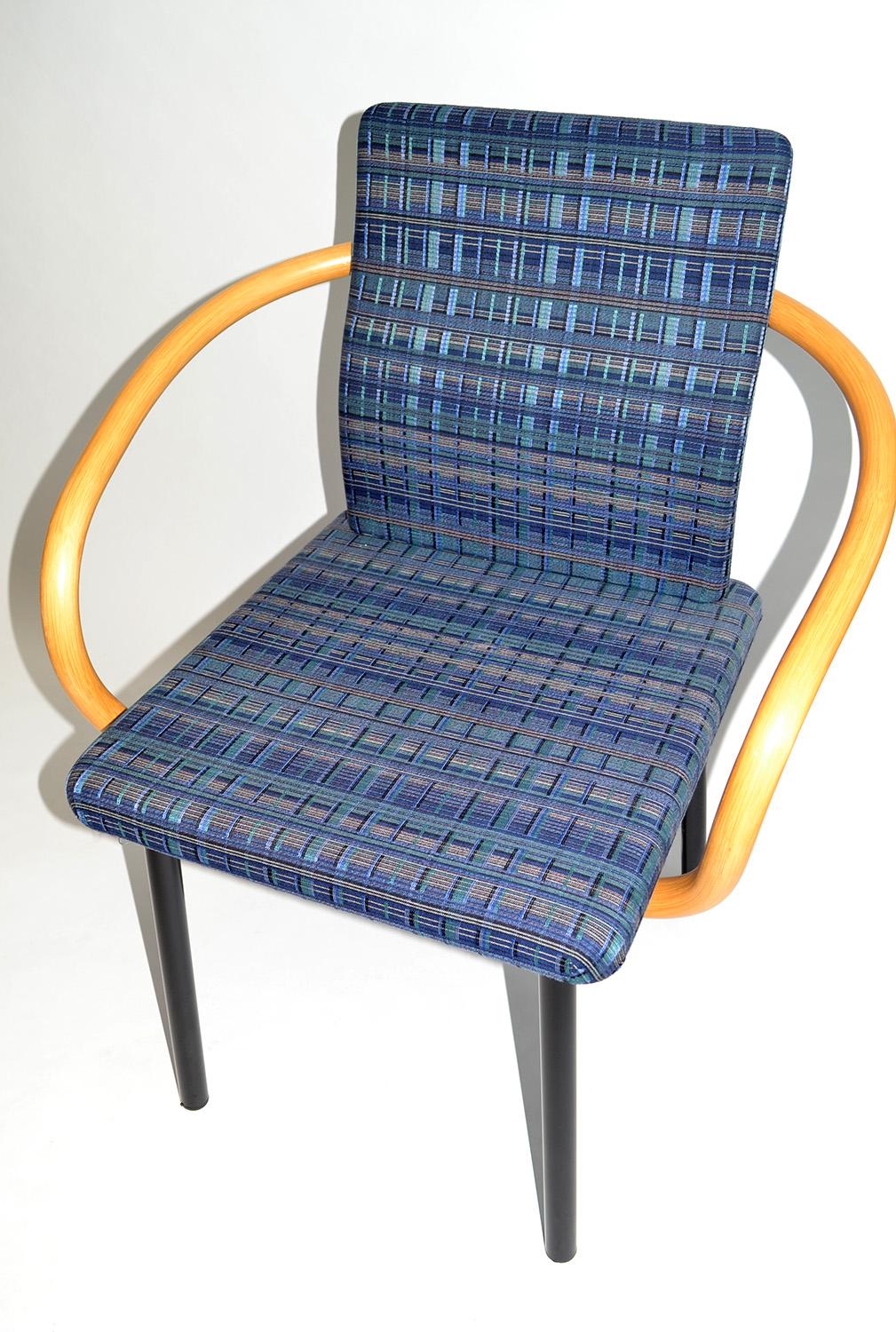 20th Century Set of Four Ettore Sottsass Mandarin Chairs for Knoll with Bamboo Arms, Memphis For Sale