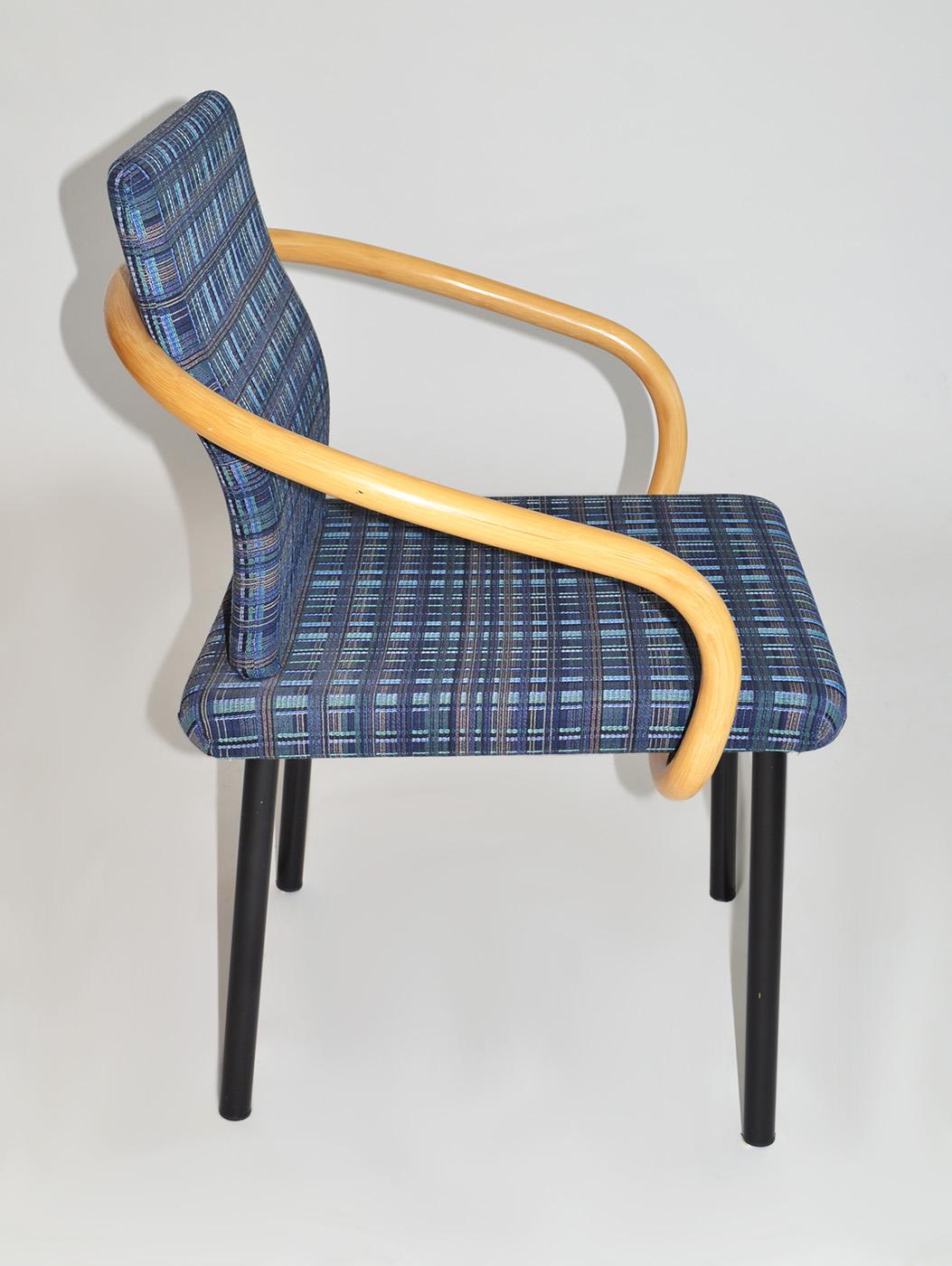 Set of Four Ettore Sottsass Mandarin Chairs for Knoll with Bamboo Arms, Memphis For Sale 1