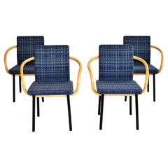 Ensemble de quatre chaises Mandarin Ettore Sottsass pour Knoll avec accoudoirs en bambou, Memphis