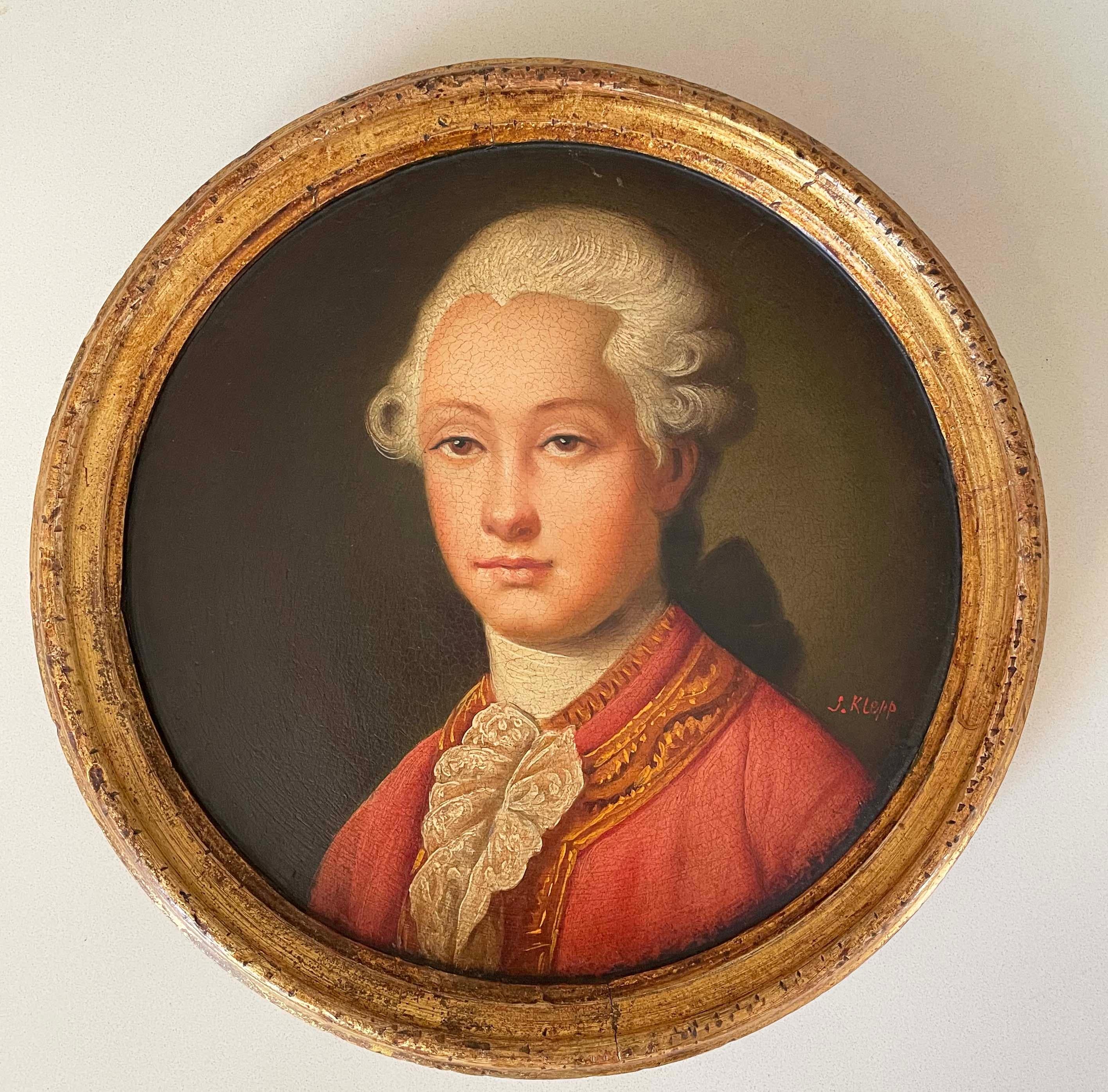 A set of four decorative portraits in original circular gilt and gesso frames including Portrait Of A Child - Maria Teresa of Savoy.

Oil on board, each work signed 'J Klepp'.

Little is know of this artist but it is believed that they were working