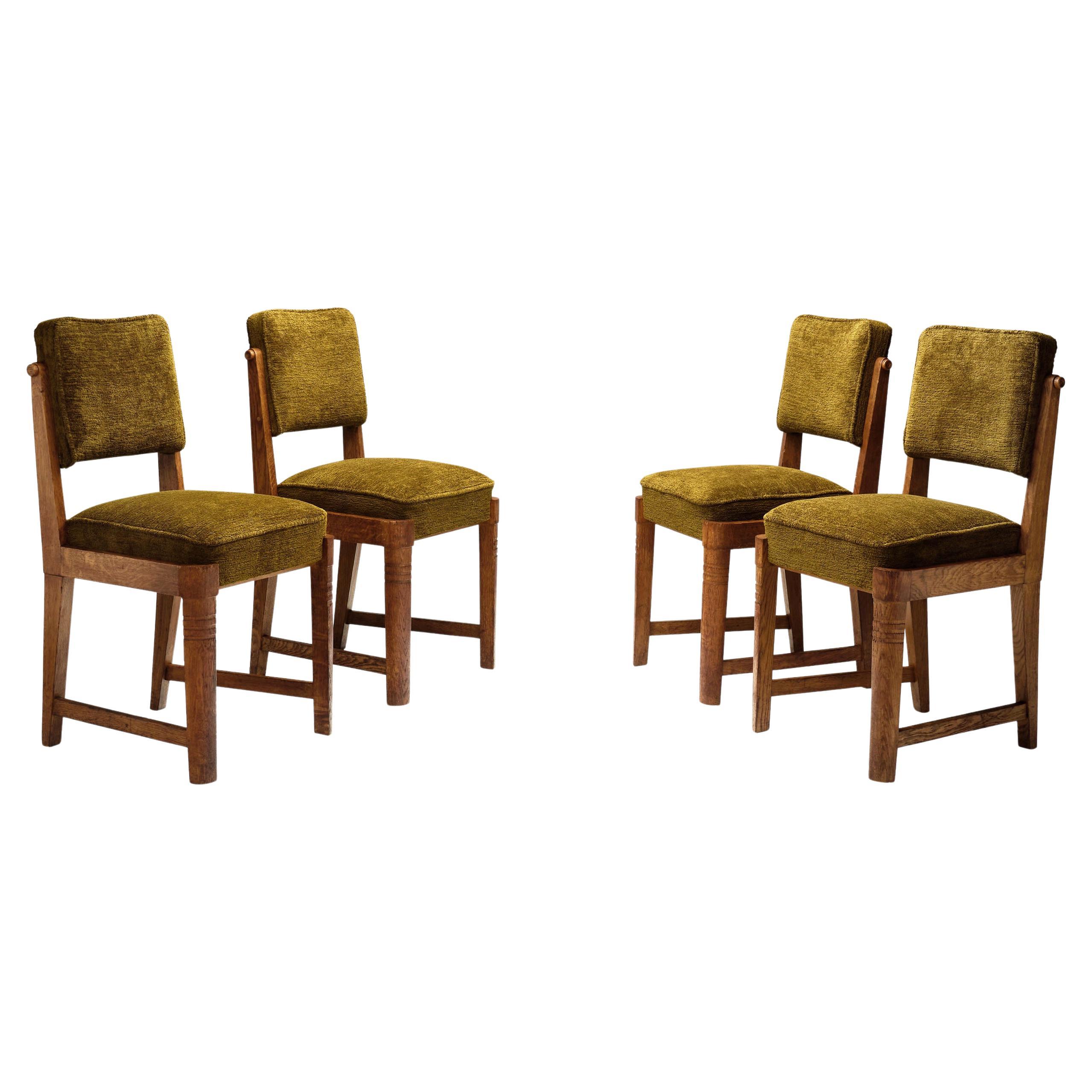 Set of Four European Upholstered Dining Chairs, Europe Mid-20th Century For Sale
