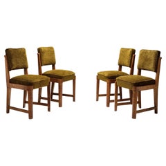 Set of Four European Upholstered Dining Chairs, Europe Mid-20th Century