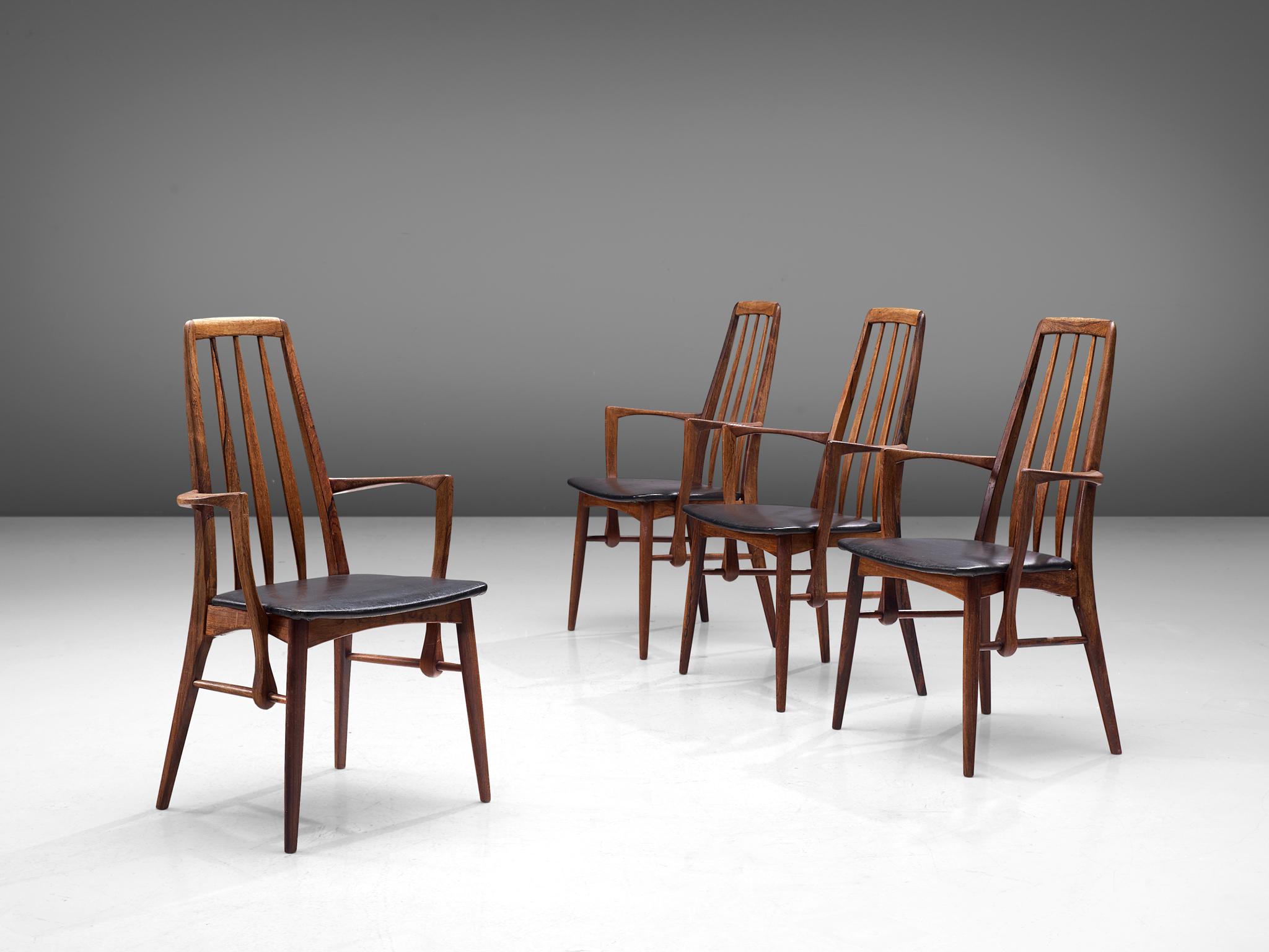 Mid-Century Modern Set of Four 'Eva' Armchairs in Rosewood by Niels Koefoed