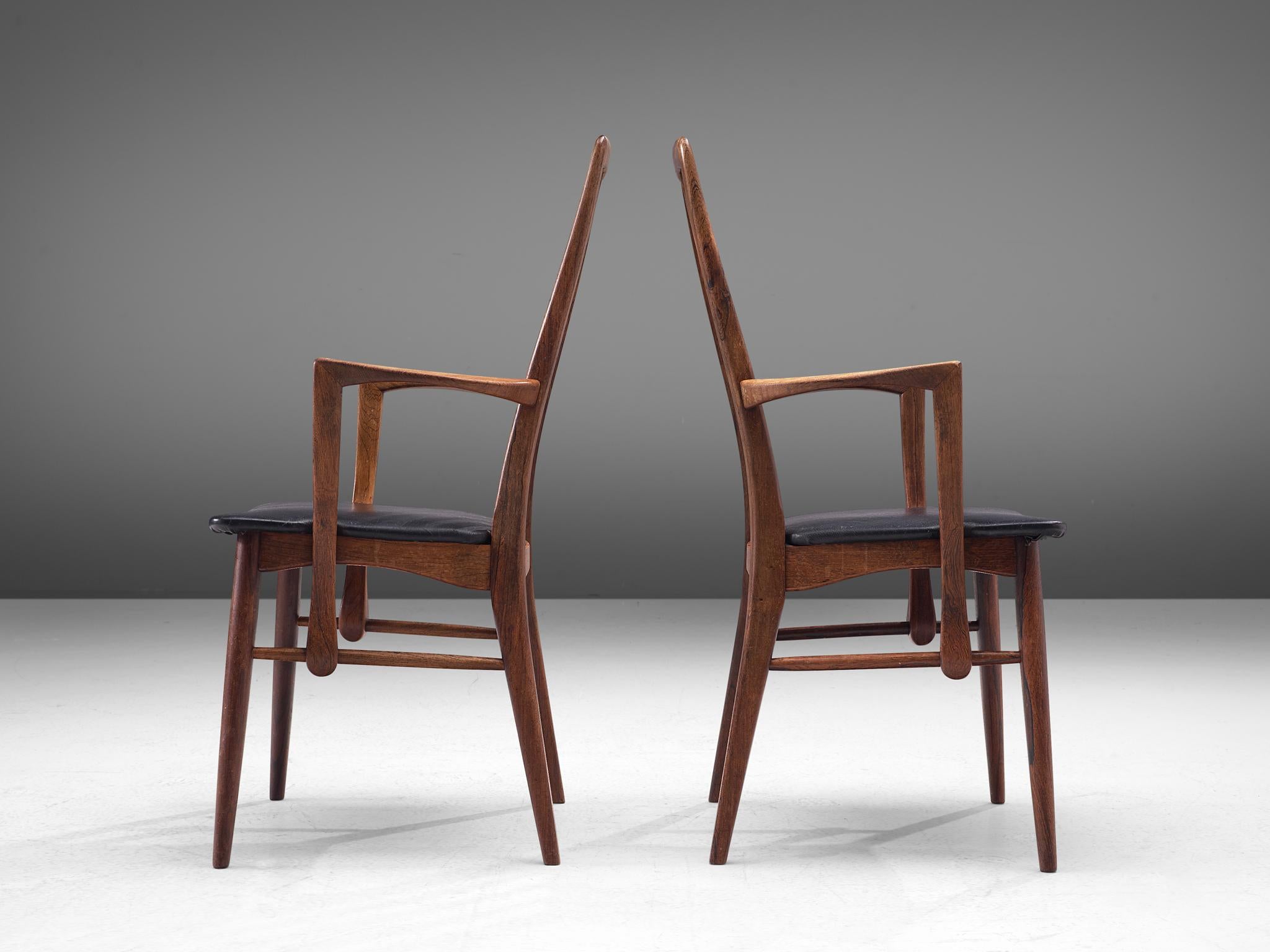 Set of Four 'Eva' Armchairs in Rosewood by Niels Koefoed In Good Condition In Waalwijk, NL