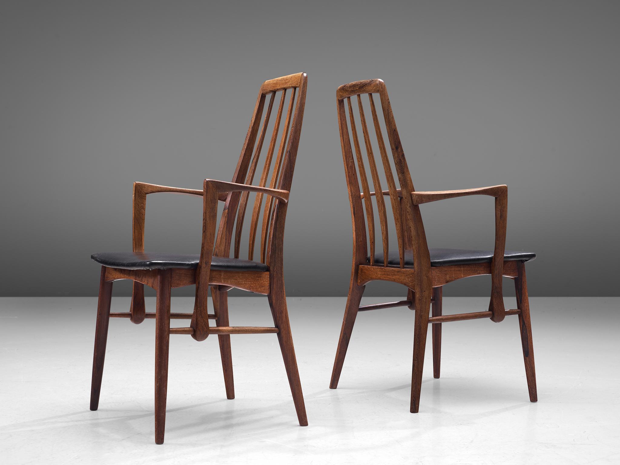 Mid-20th Century Set of Four 'Eva' Armchairs in Rosewood by Niels Koefoed