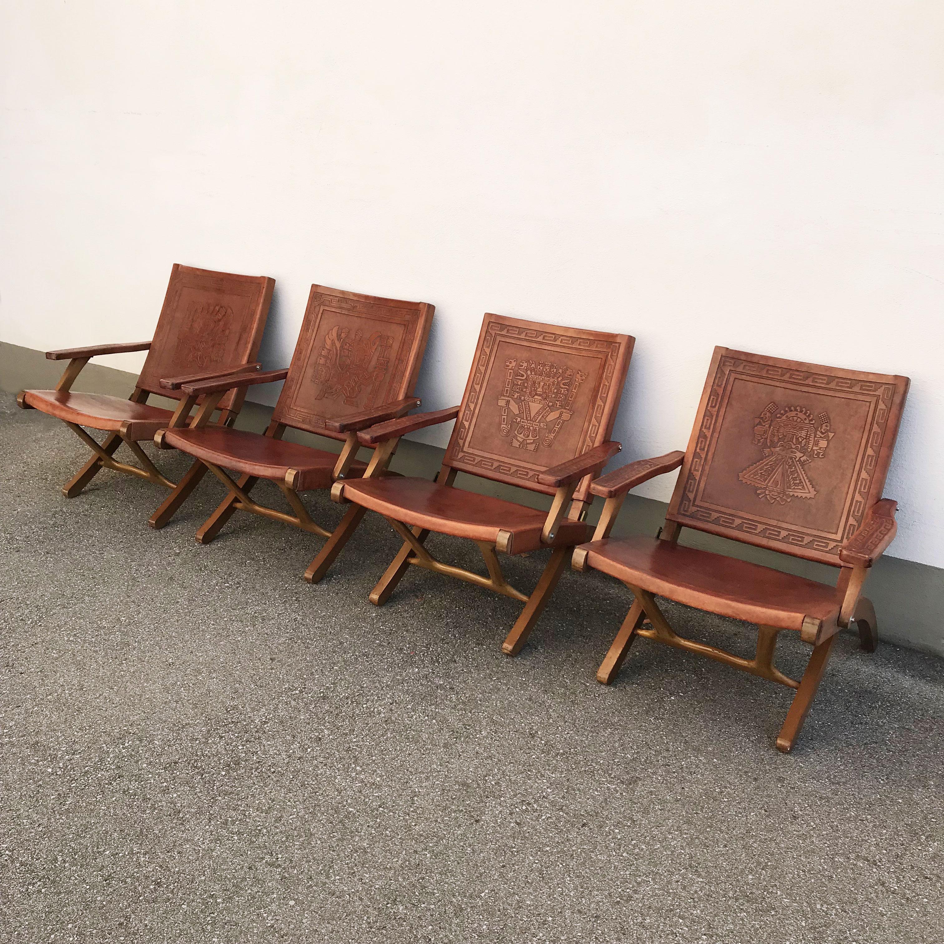 Set of Four Exceptional Folding Chairs by Angel I. Pazmino for Muebles de Estilo 2