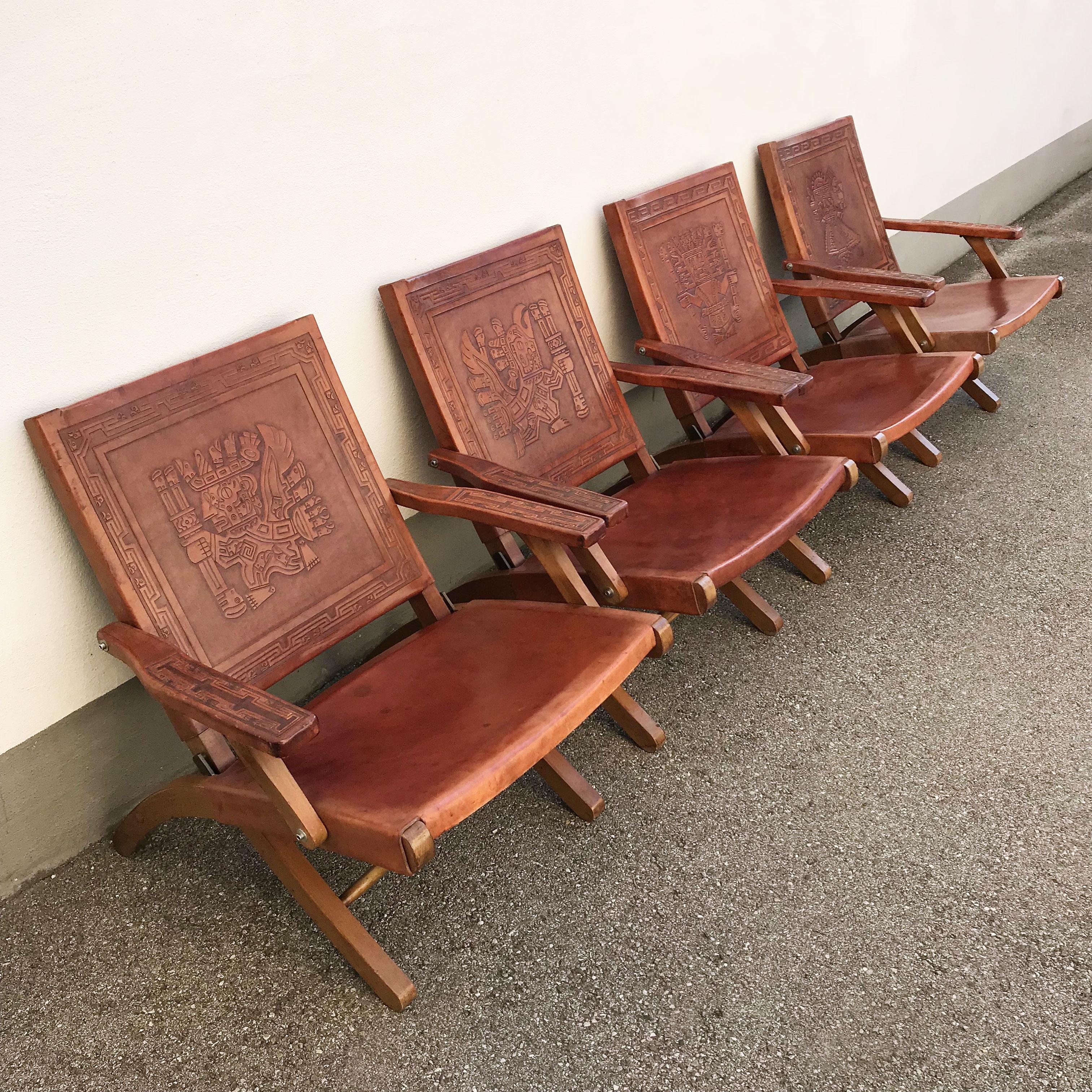 Set of Four Exceptional Folding Chairs by Angel I. Pazmino for Muebles de Estilo 3