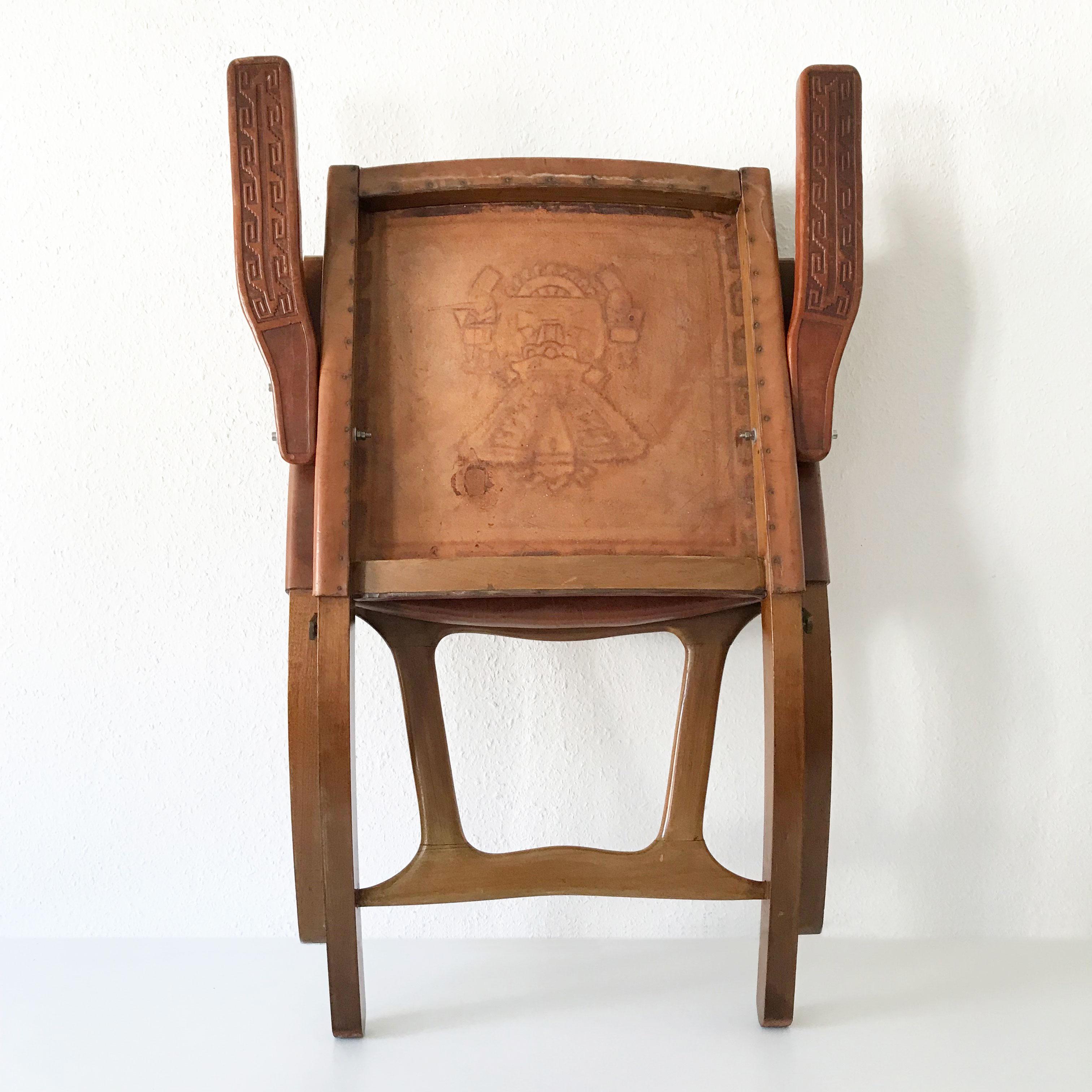 Hardwood Set of Four Exceptional Folding Chairs by Angel I. Pazmino for Muebles de Estilo