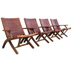 Set of Four Exceptional Folding Chairs by Angel I. Pazmino for Muebles de Estilo