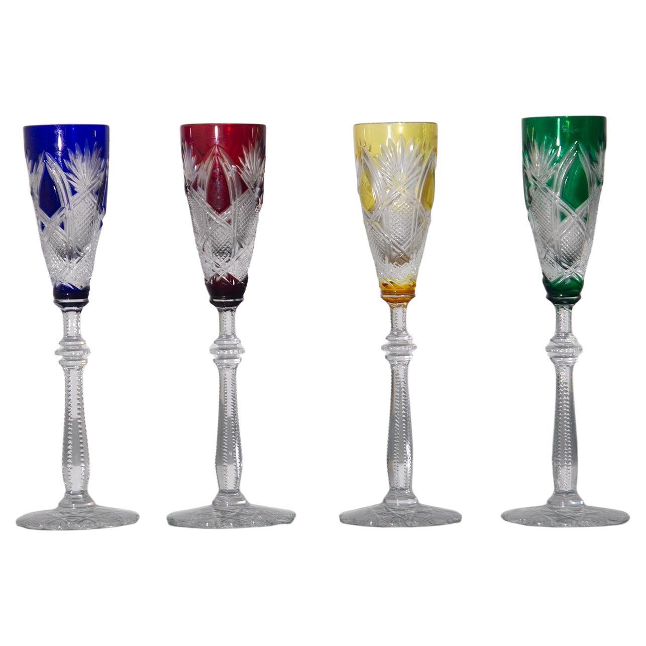 Set of four Fabergé liqueur glasses the Imperial Collection, original velvet For Sale