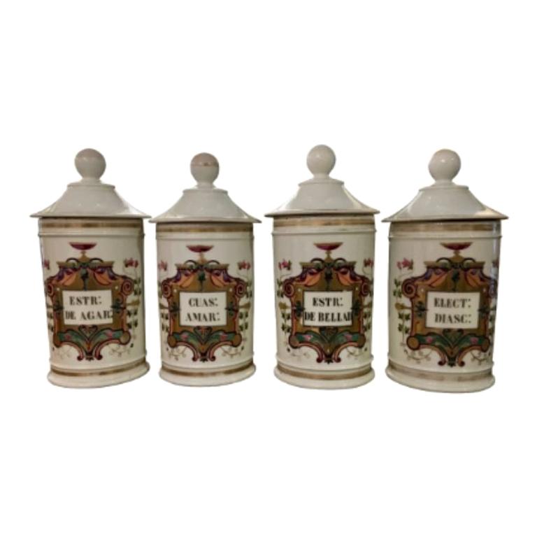 Set of Four Fabulous French Pharmacy Apothecary Jars, 19th Century
