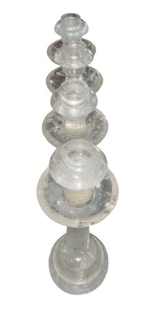 Set di quattro candelieri in cristallo di rocca sfaccettato, USA, XX secolo