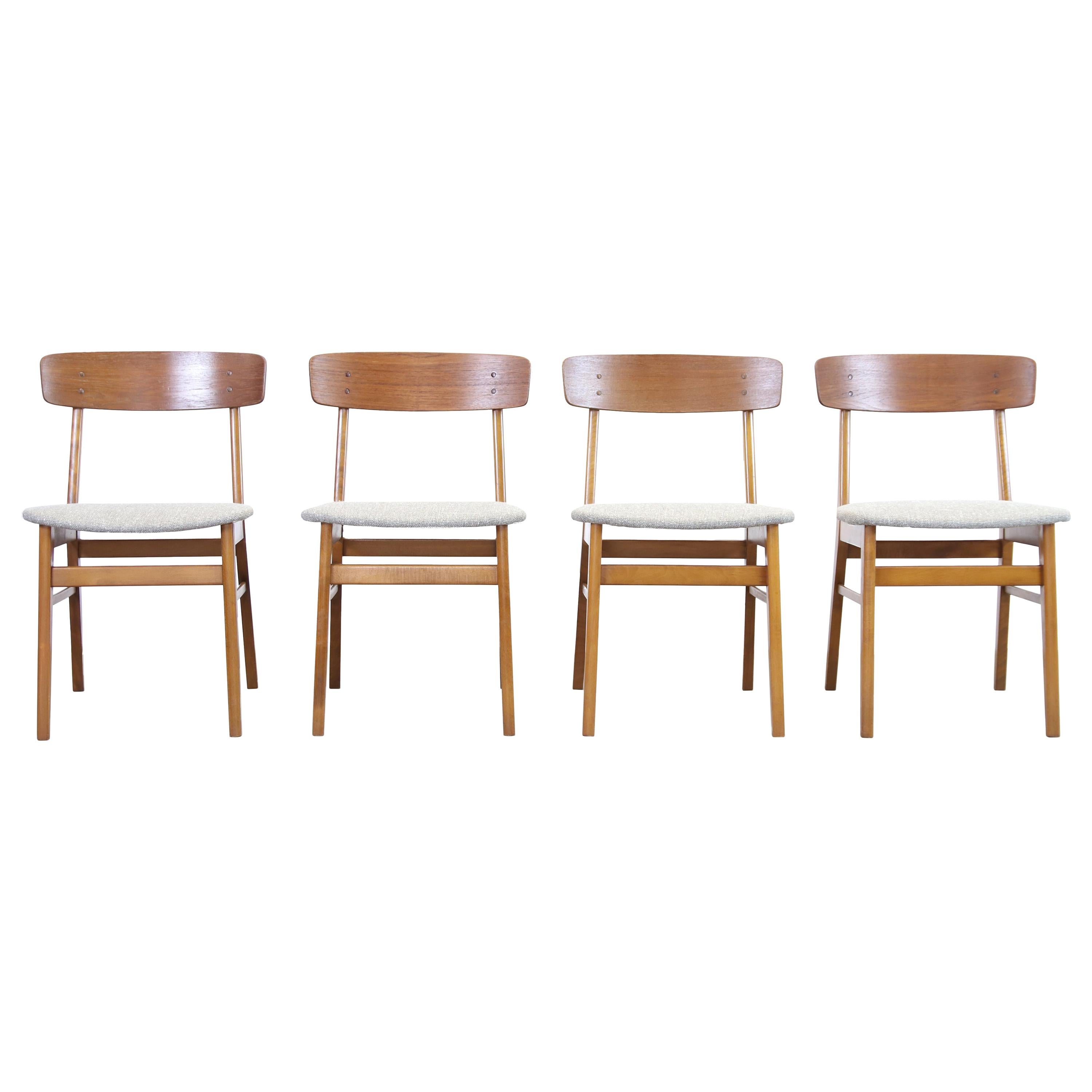 Set of Four Farstrup Danish Design Dining Chairs in the Style of Borge Mogensen