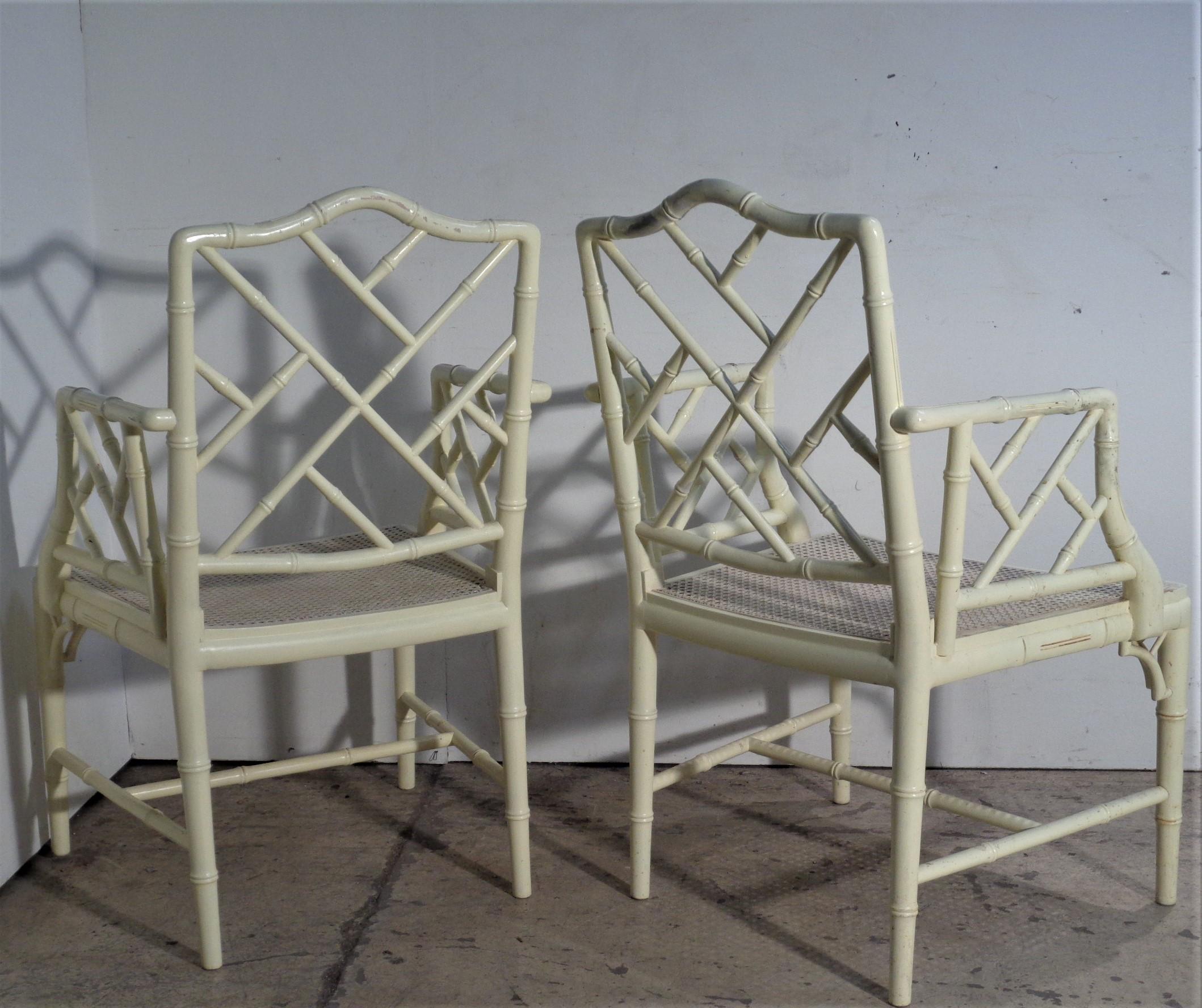 Faux Bamboo Chinese Chippendale Style Armchairs 4