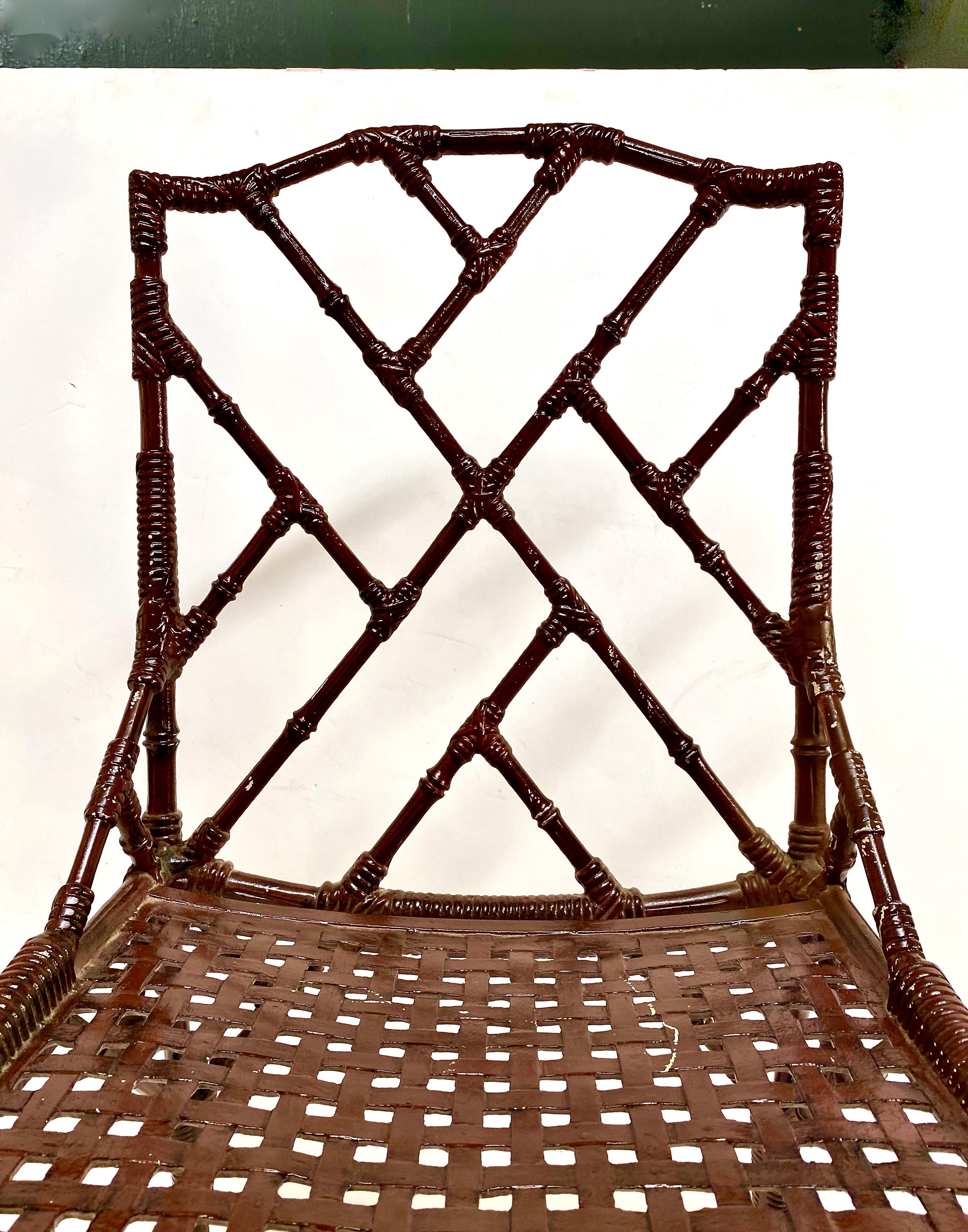 Set of Four Faux Bamboo Chairs and Table, c. 1970-1980 For Sale 4