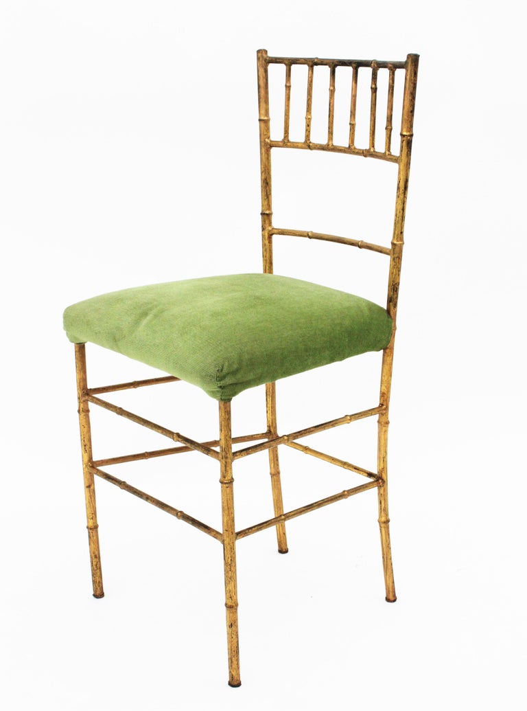 Set of Four Faux Bamboo Chairs in Gilt Iron For Sale at 1stDibs gold