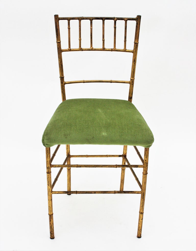 Set of Four Faux Bamboo Chairs in Gilt Iron For Sale at 1stDibs gold