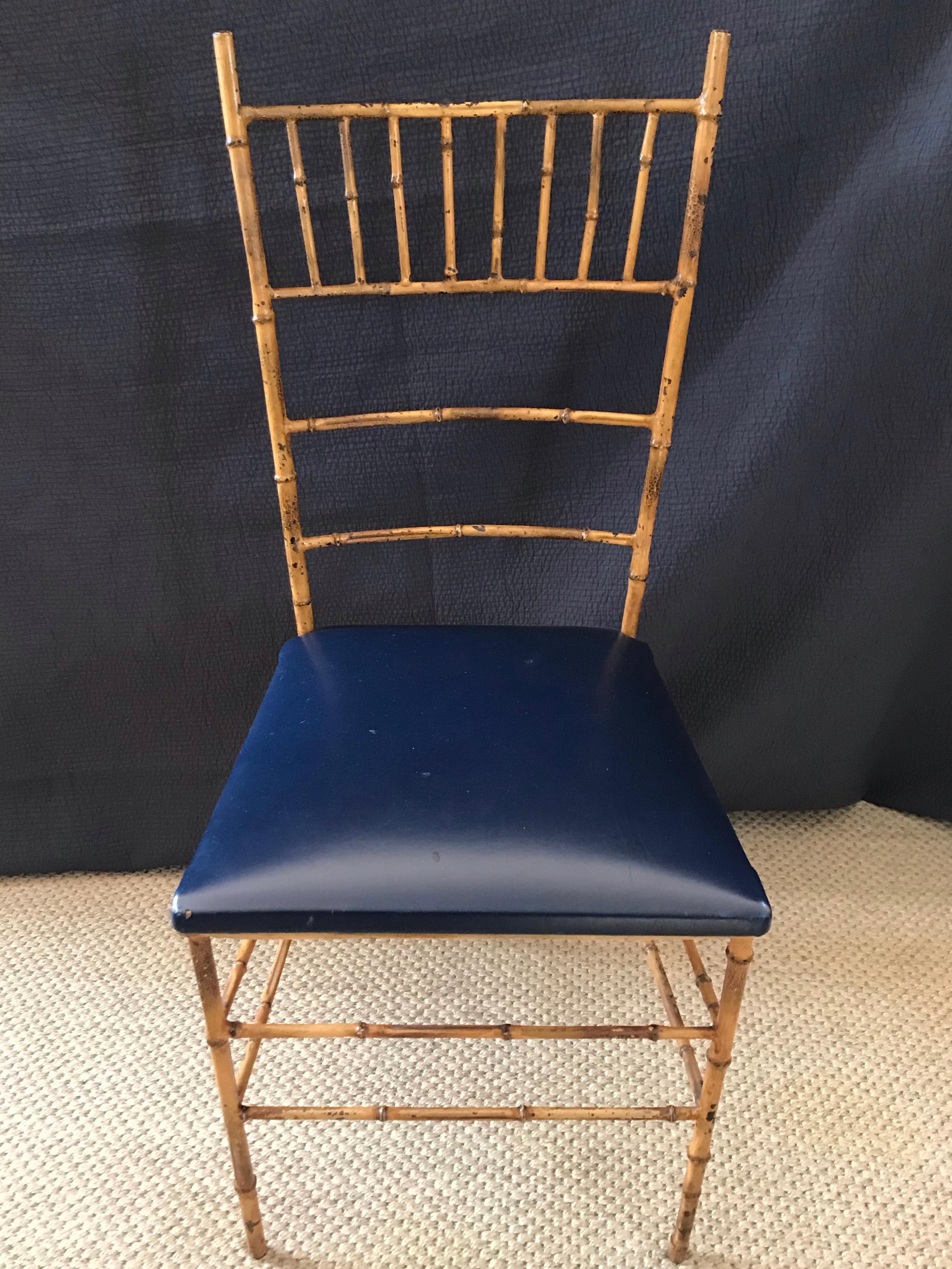 French Set of Four Faux Bamboo Iron Chairs