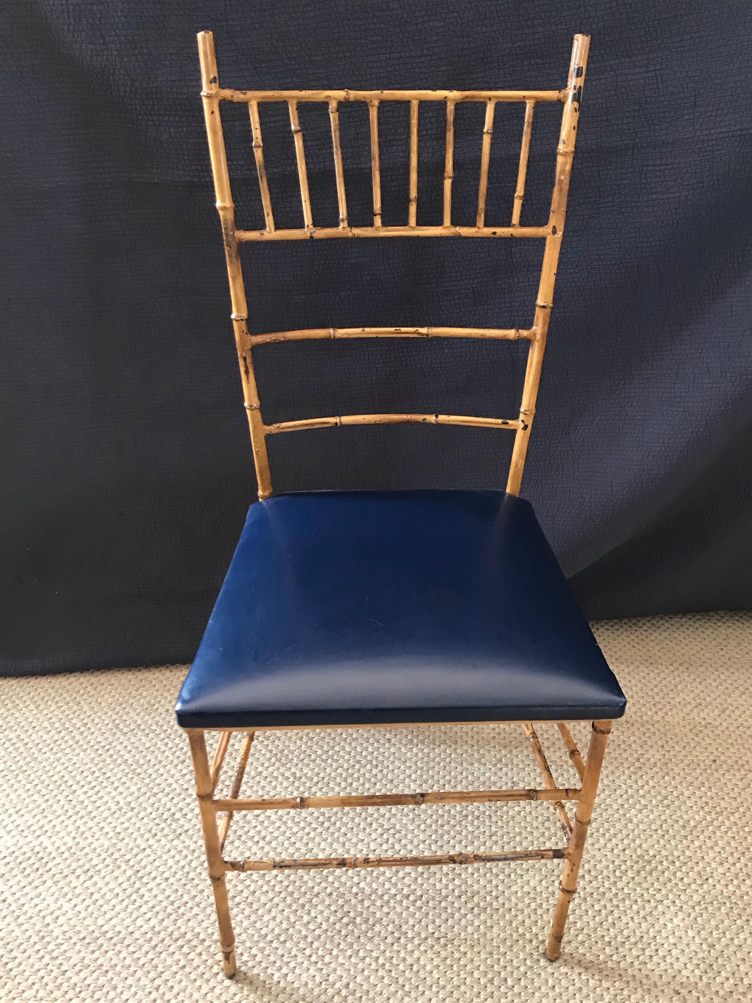 Set of Four Faux Bamboo Iron Chairs In Good Condition In New York, NY