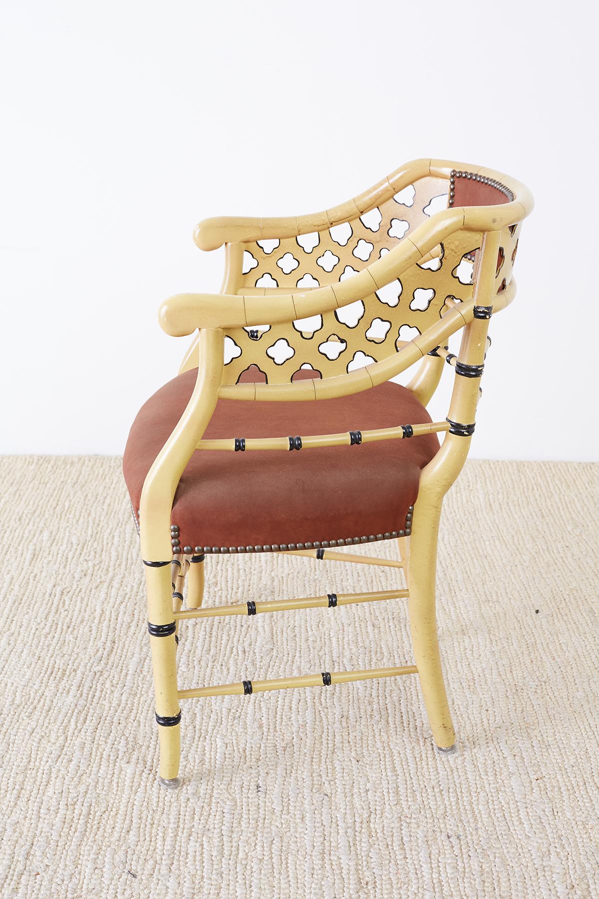 Set of Four Faux-Bamboo Lacquered Lounge Chairs 6