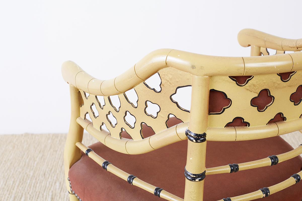 Set of Four Faux-Bamboo Lacquered Lounge Chairs 8