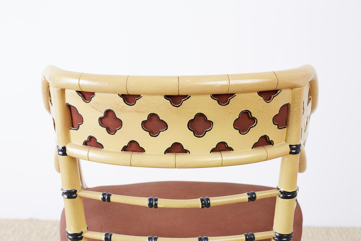 Set of Four Faux-Bamboo Lacquered Lounge Chairs 10