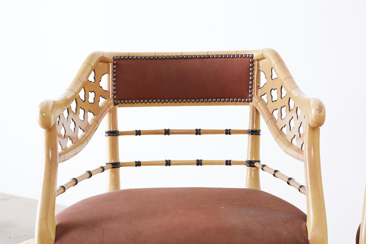 20th Century Set of Four Faux-Bamboo Lacquered Lounge Chairs