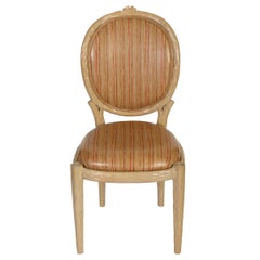 Set of Four Faux Bois Dining Chairs in Laminated Vintage Fabric