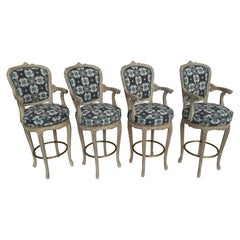 Set of Four Faux Bois Twig Bar Stools