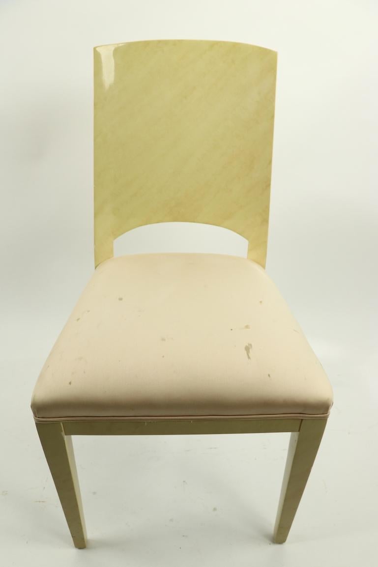 American Set of Four Faux Skin Lacquered Paper Dining Chairs after Springer For Sale