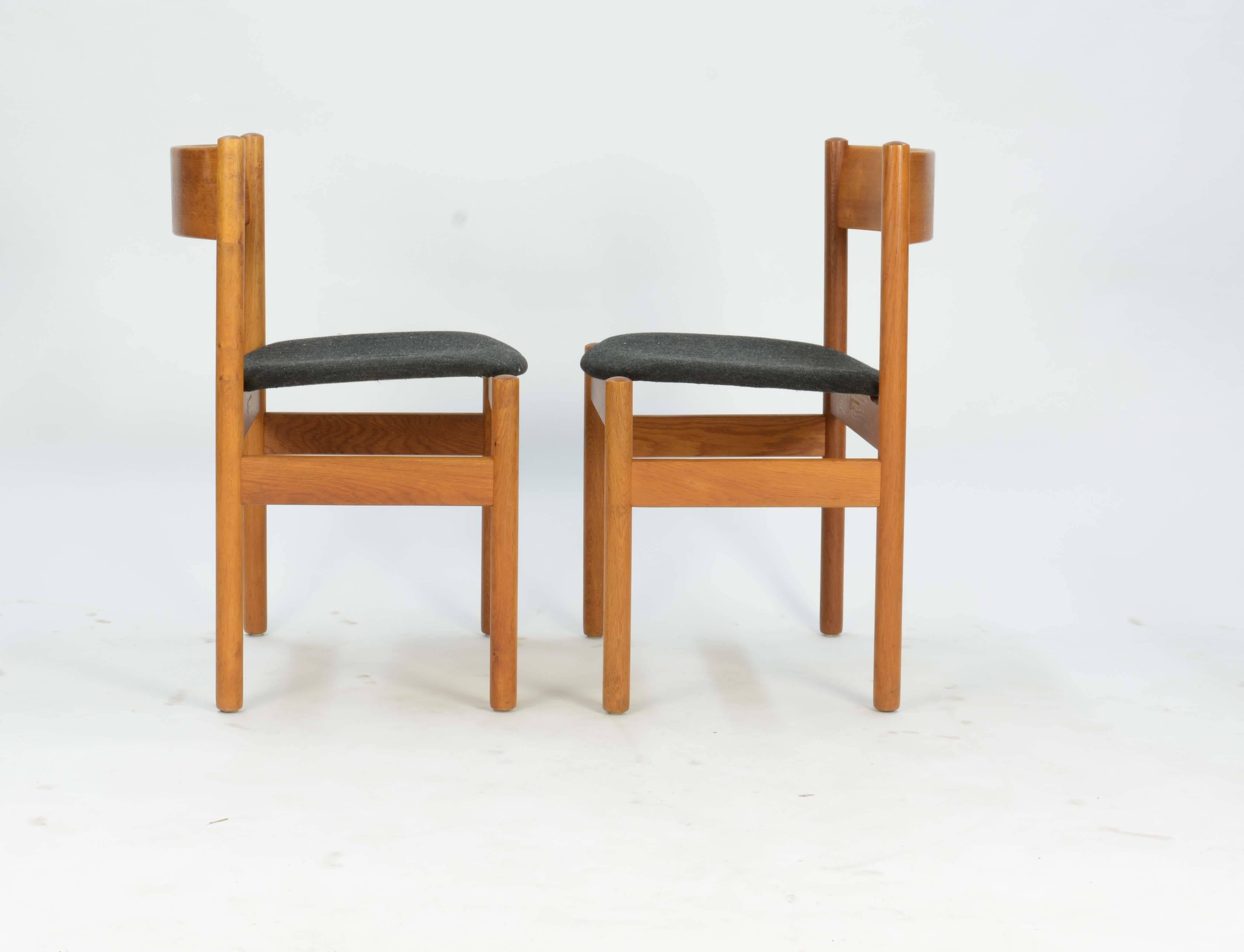 Danish Set of Four FDB Mobler Floating Seat Dining Chairs after Borge Mogensen