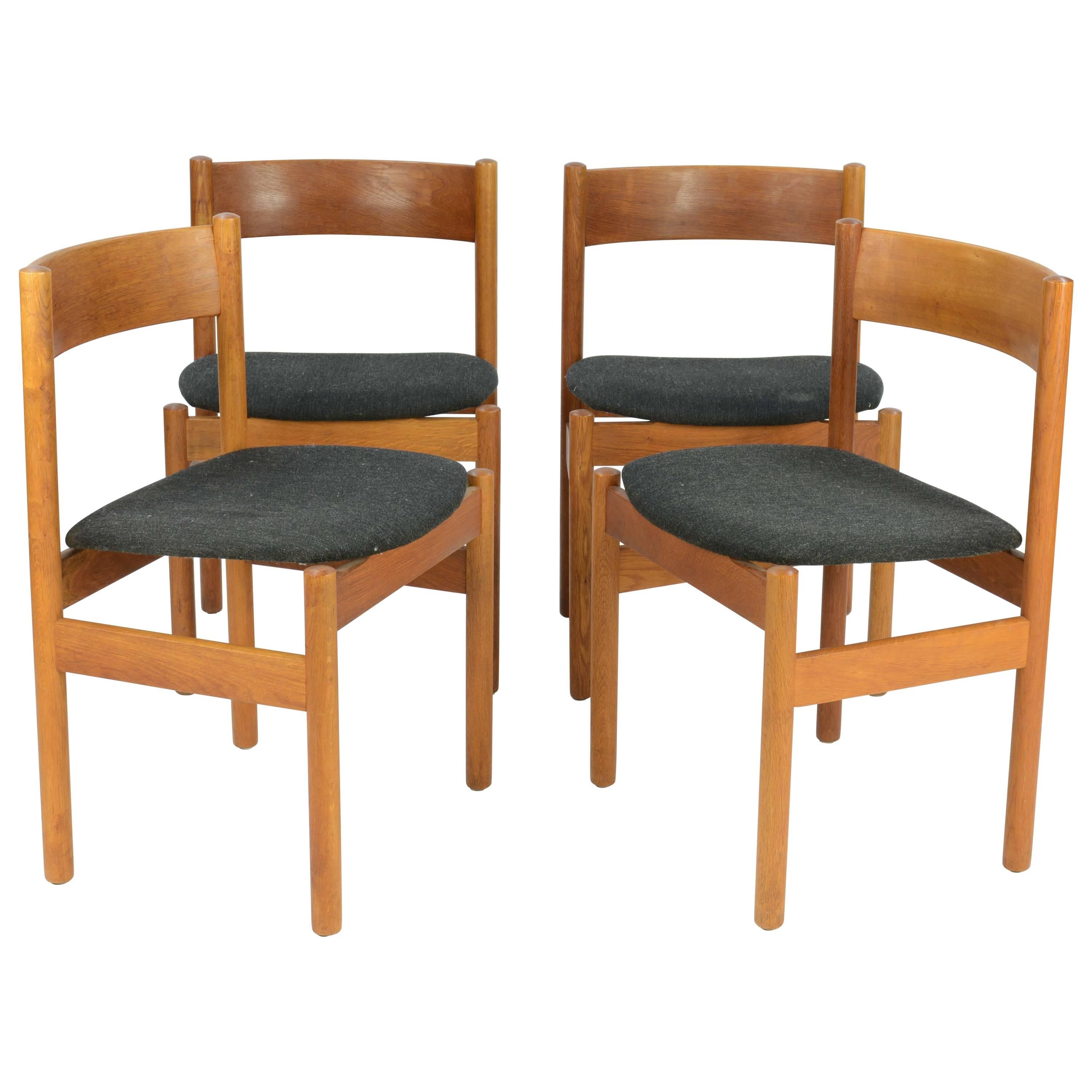 Set of Four FDB Mobler Floating Seat Dining Chairs after Borge Mogensen