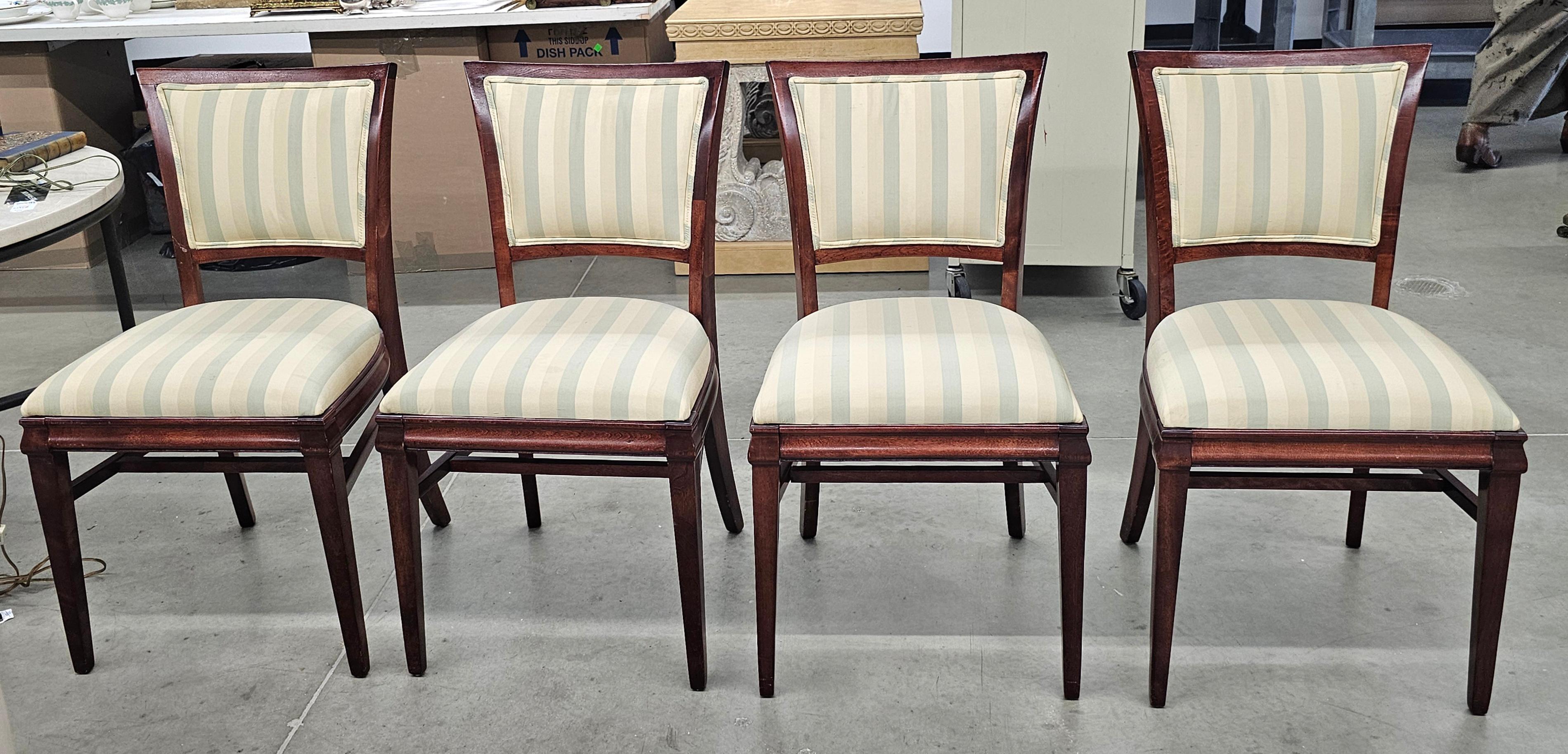 Set of Four Federal Style Mahogany Upholstered Dining Chairs. 
Measures 17