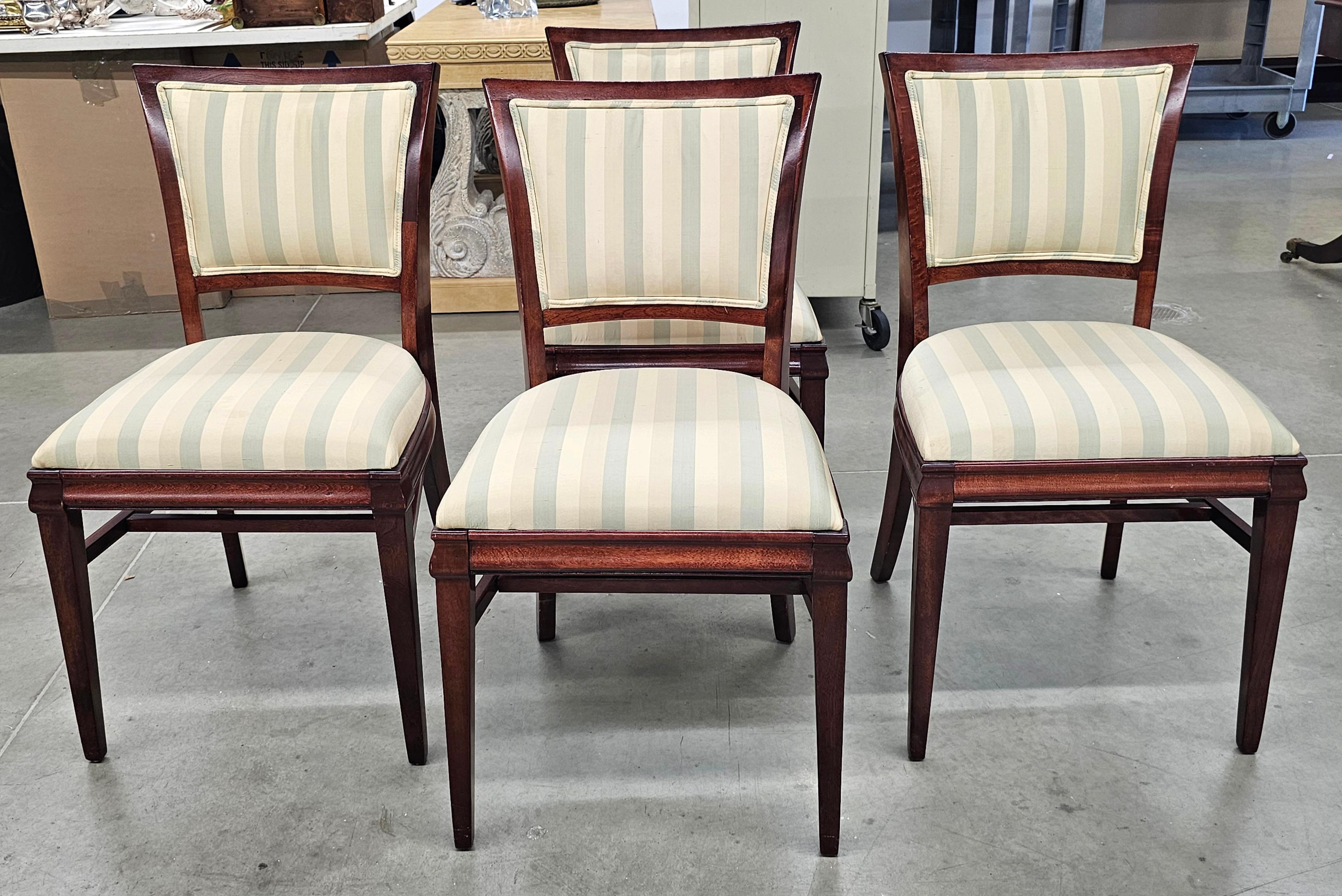 Sconosciuto Set of Four Federal Style Mahogany Upholstered Dining Chairs in vendita