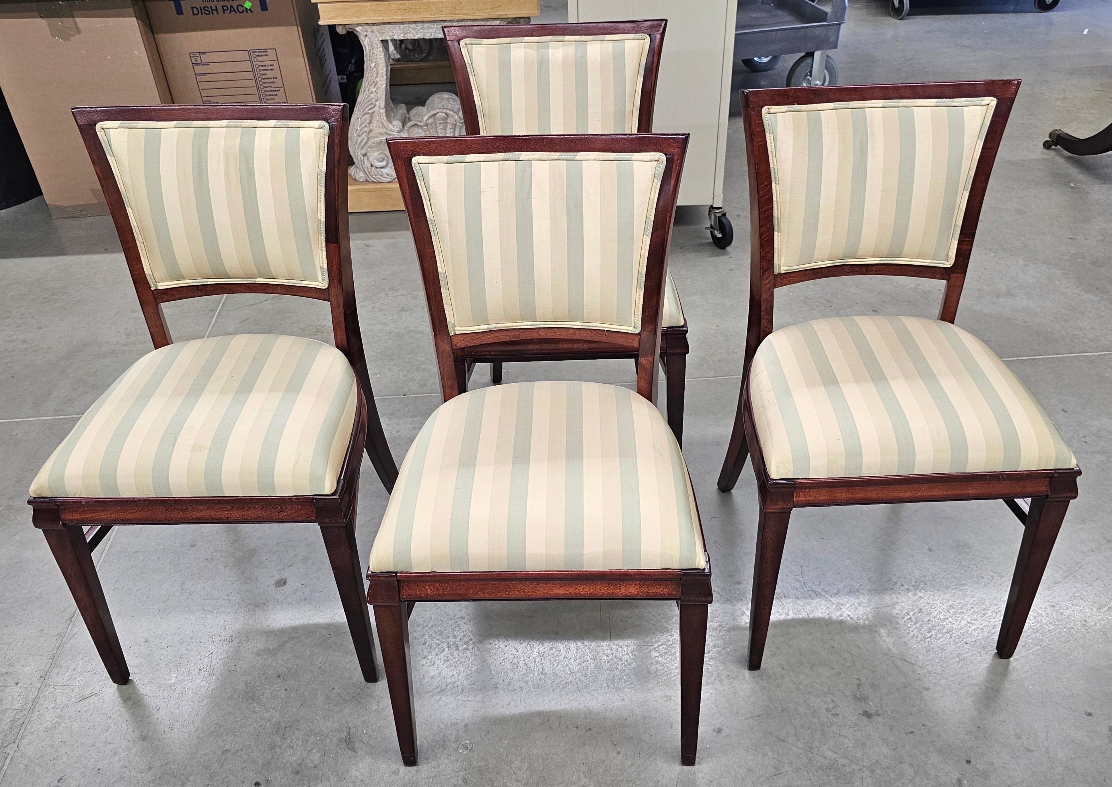 Mordenzato Set of Four Federal Style Mahogany Upholstered Dining Chairs in vendita