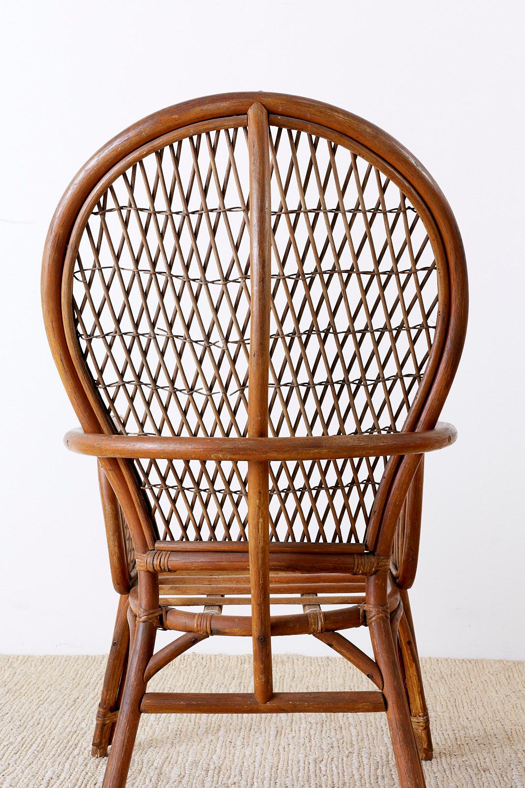 Set of Four Ficks Reed Rattan Peacock Lounge Chairs 5