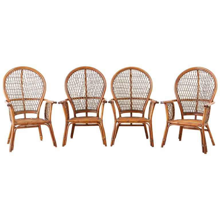 Set Of Four Ficks Reed Rattan Peacock Lounge Chairs At 1stdibs