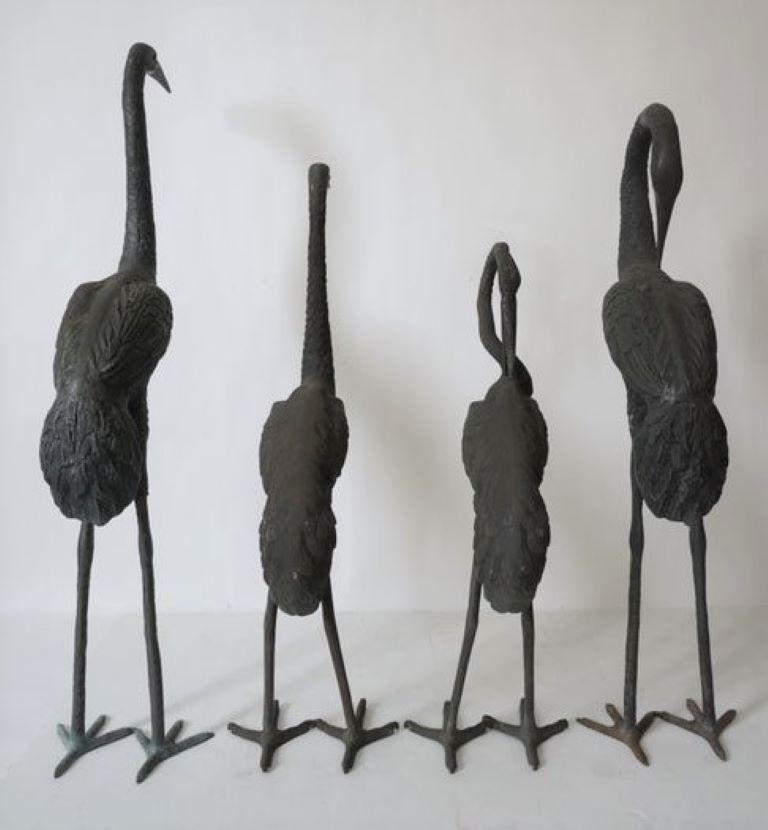 Hollywood Regency Set of Four Figures of Cranes For Sale