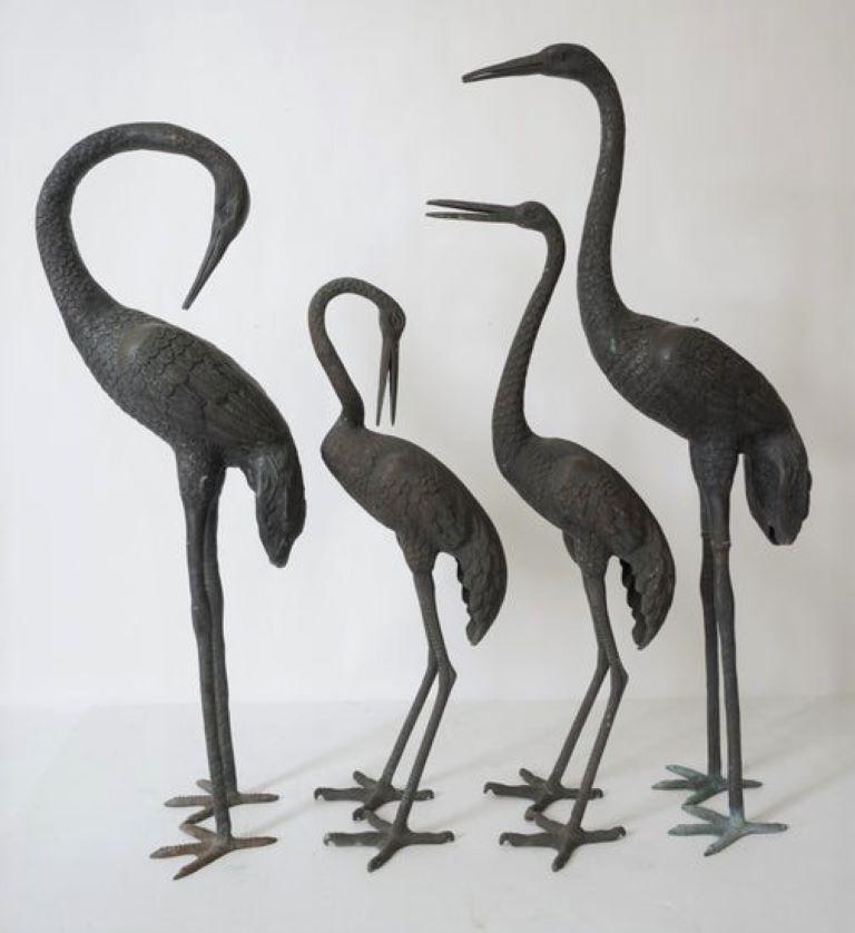 Chinese Set of Four Figures of Cranes For Sale